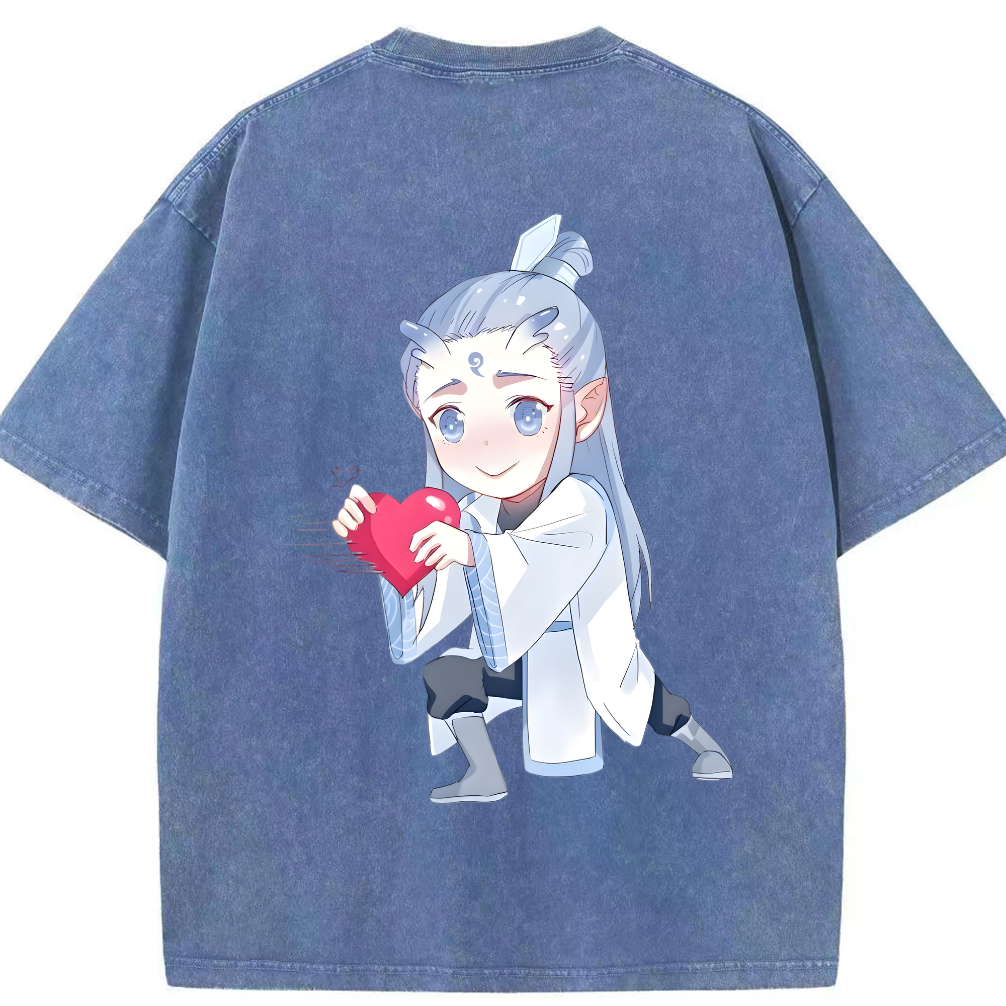 （画像用） Ne Zha 2 ナタ 魔童の大暴れ 綿100% ヴィンテージ風 半袖Tシャツ（背面プリント）