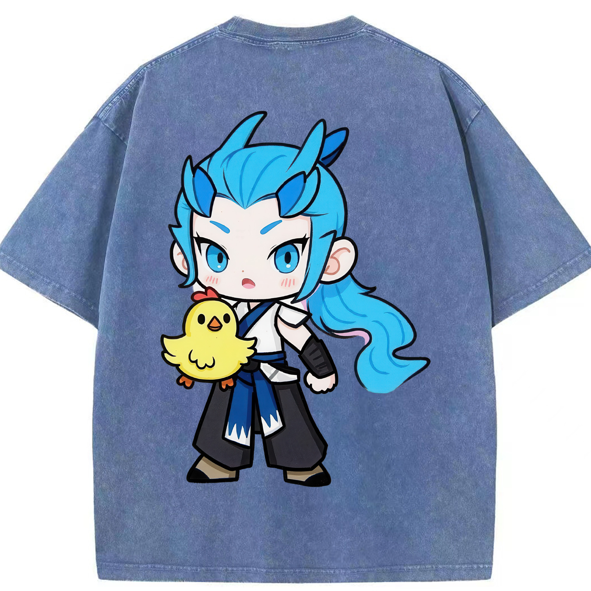 （画像用） Ne Zha 2 ナタ 魔童の大暴れ 綿100% ヴィンテージ風 半袖Tシャツ（背面プリント）