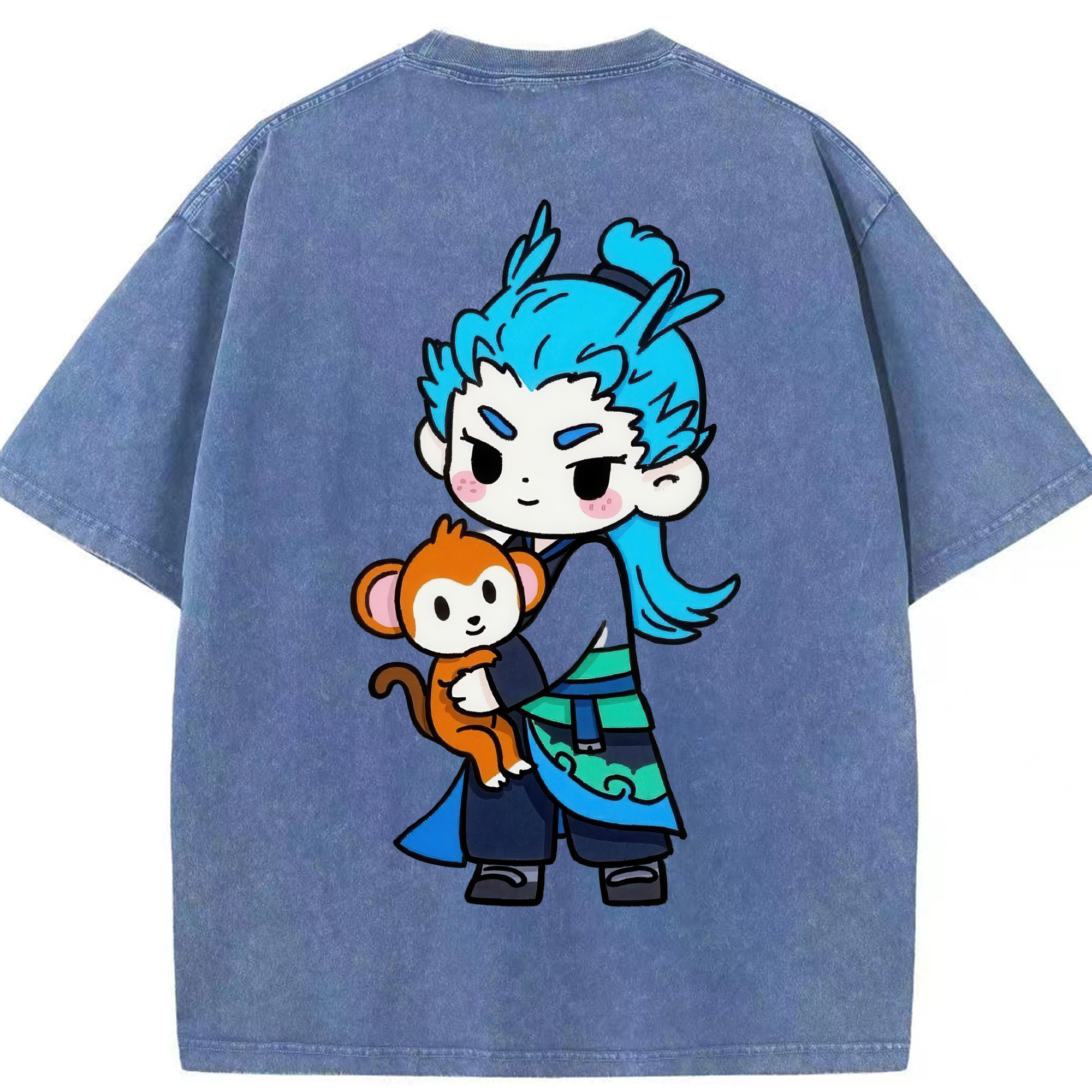 （画像用） Ne Zha 2 ナタ 魔童の大暴れ 綿100% ヴィンテージ風 半袖Tシャツ（背面プリント）