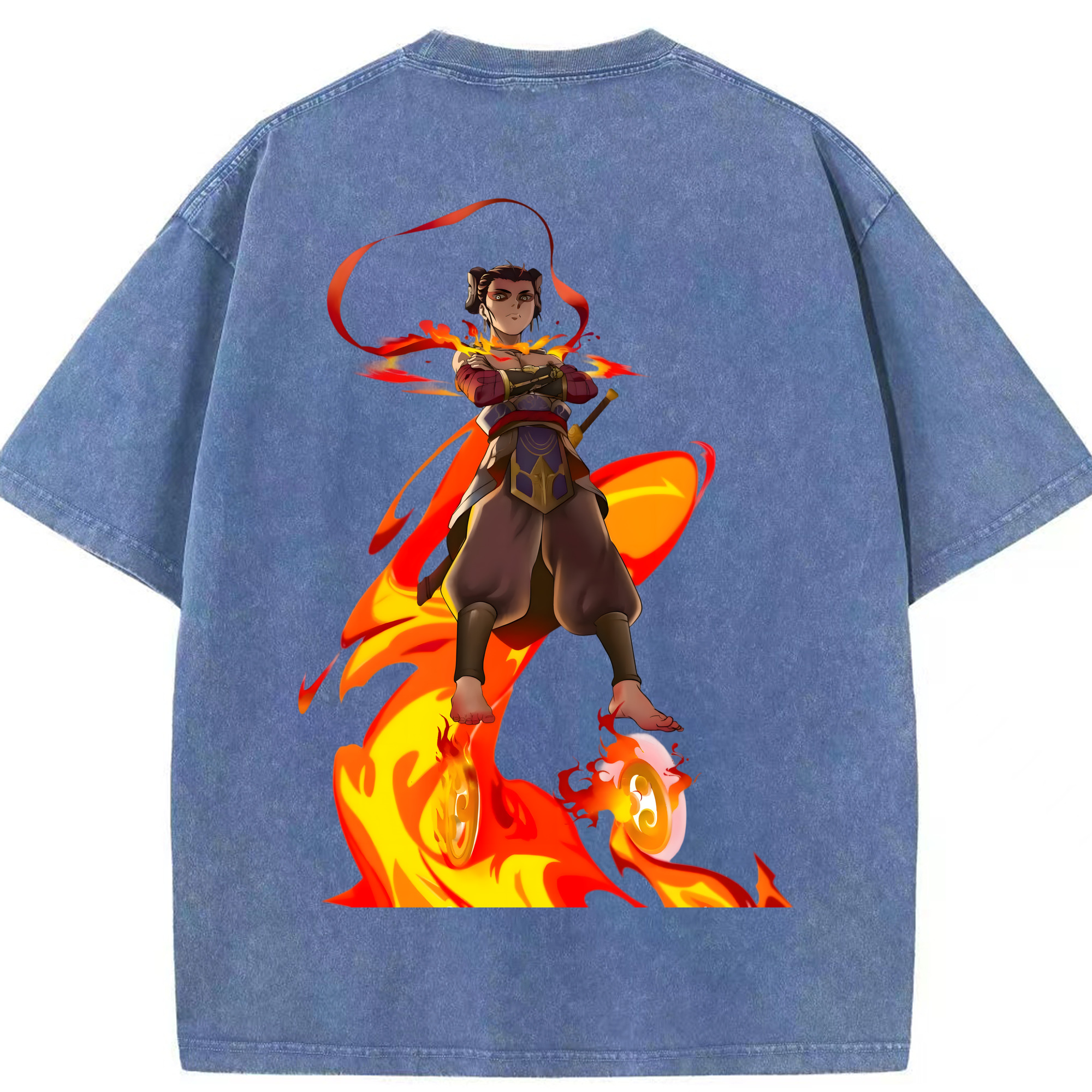 （画像用） Ne Zha 2 ナタ 魔童の大暴れ 綿100% ヴィンテージ風 半袖Tシャツ（背面プリント）