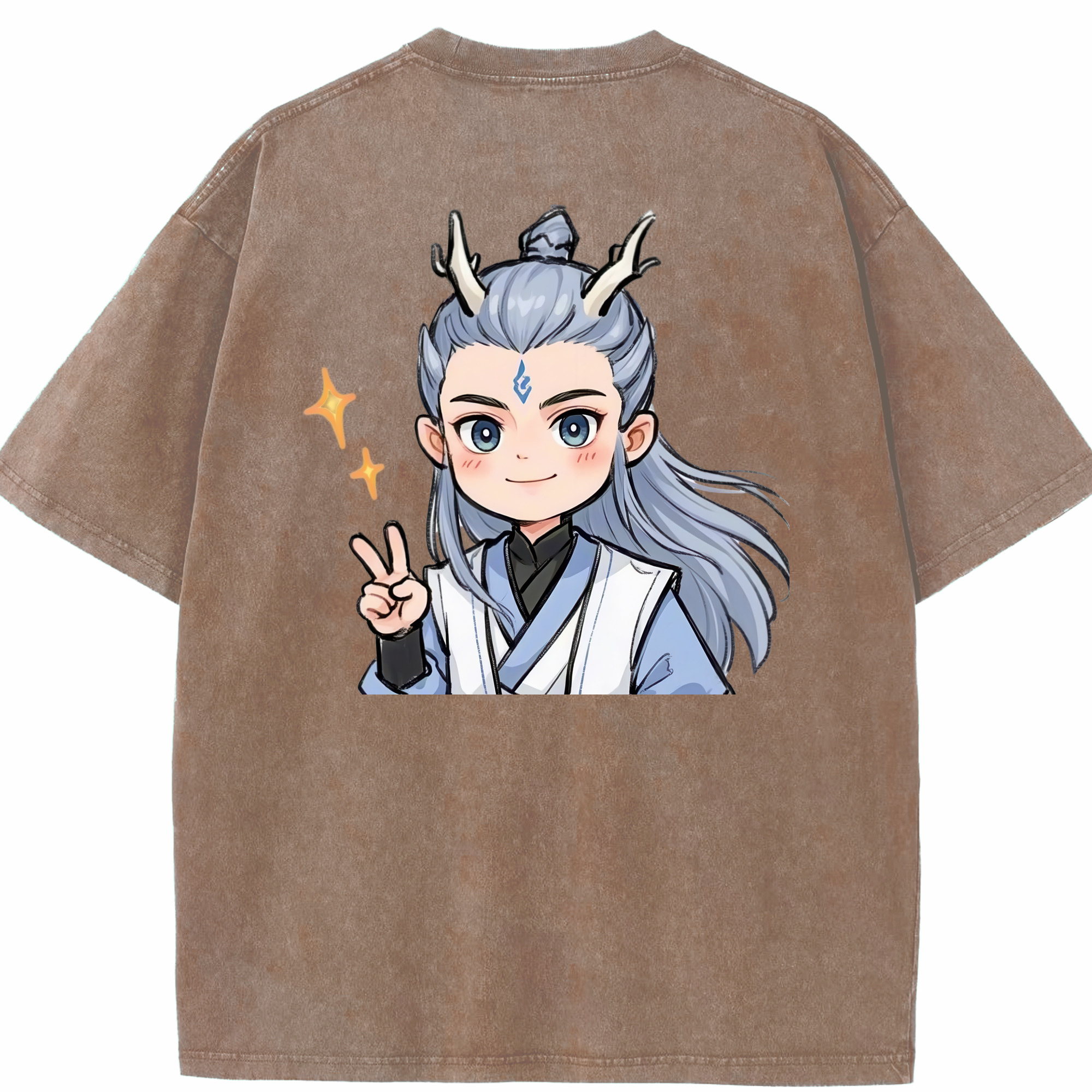 （画像用） Ne Zha 2 ナタ 魔童の大暴れ 綿100% ヴィンテージ風 半袖Tシャツ（背面プリント）