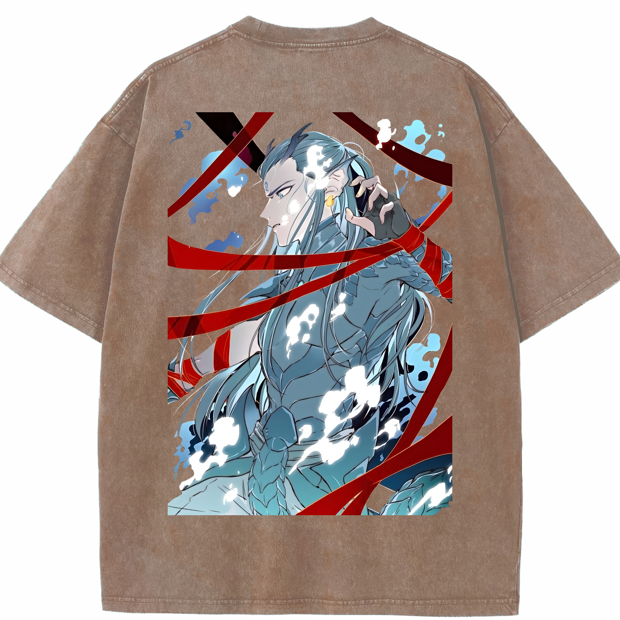 （画像用） Ne Zha 2 ナタ 魔童の大暴れ 綿100% ヴィンテージ風 半袖Tシャツ（背面プリント）