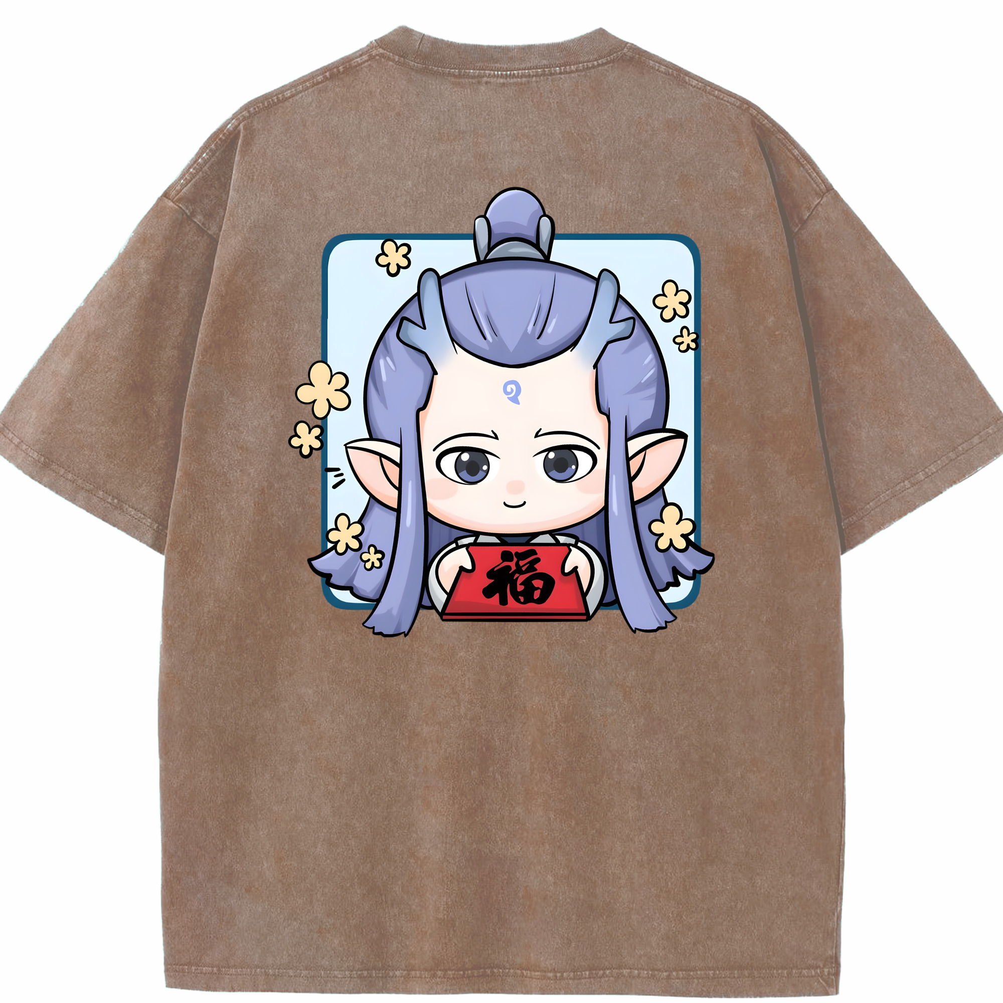 （画像用） Ne Zha 2 ナタ 魔童の大暴れ 綿100% ヴィンテージ風 半袖Tシャツ（背面プリント）