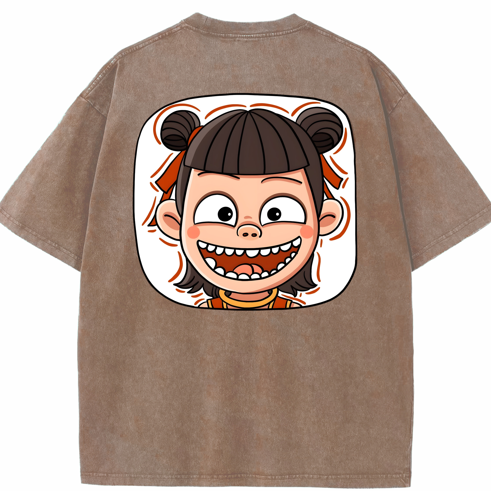 （画像用） Ne Zha 2 ナタ 魔童の大暴れ 綿100% ヴィンテージ風 半袖Tシャツ（背面プリント）