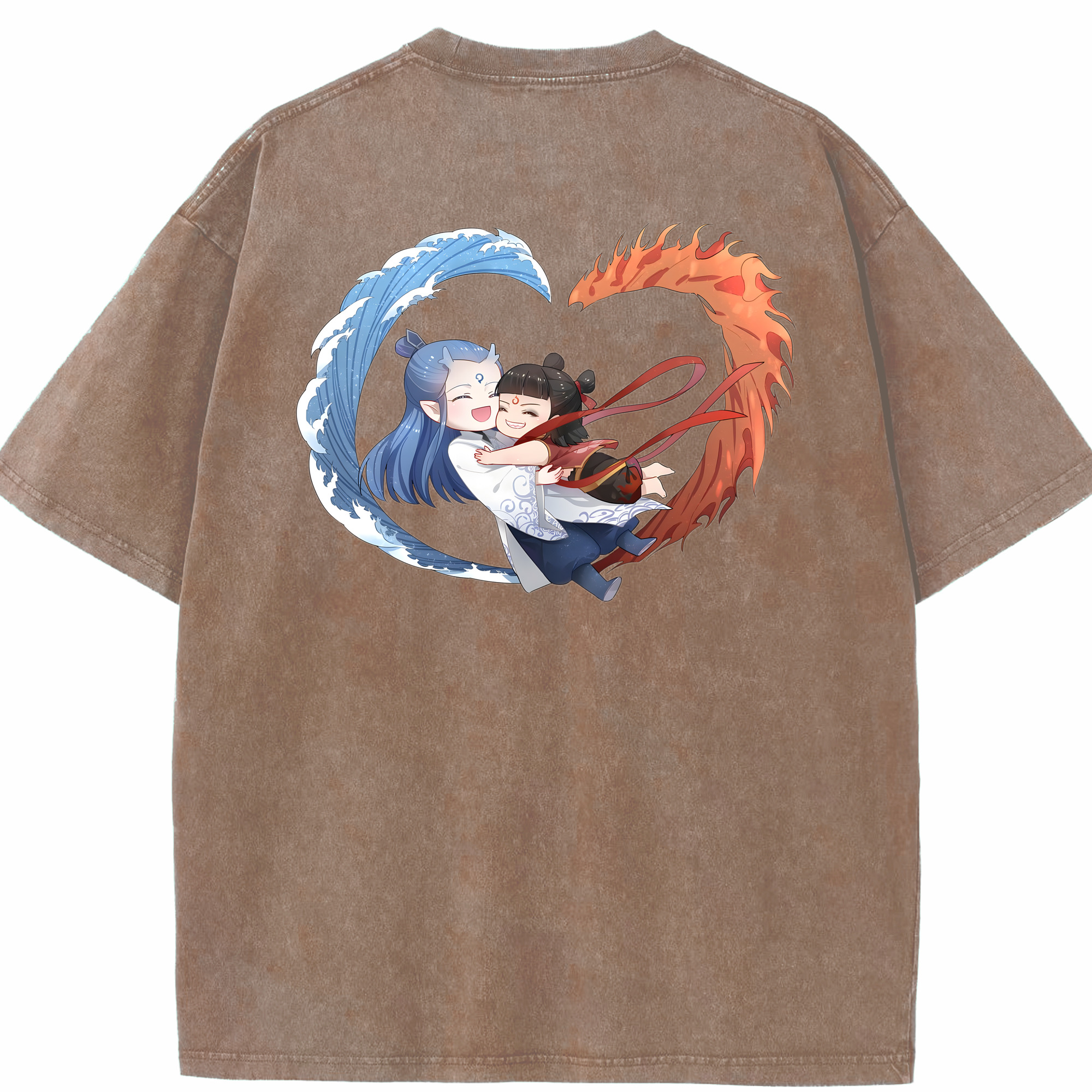 （画像用） Ne Zha 2 ナタ 魔童の大暴れ 綿100% ヴィンテージ風 半袖Tシャツ（背面プリント）