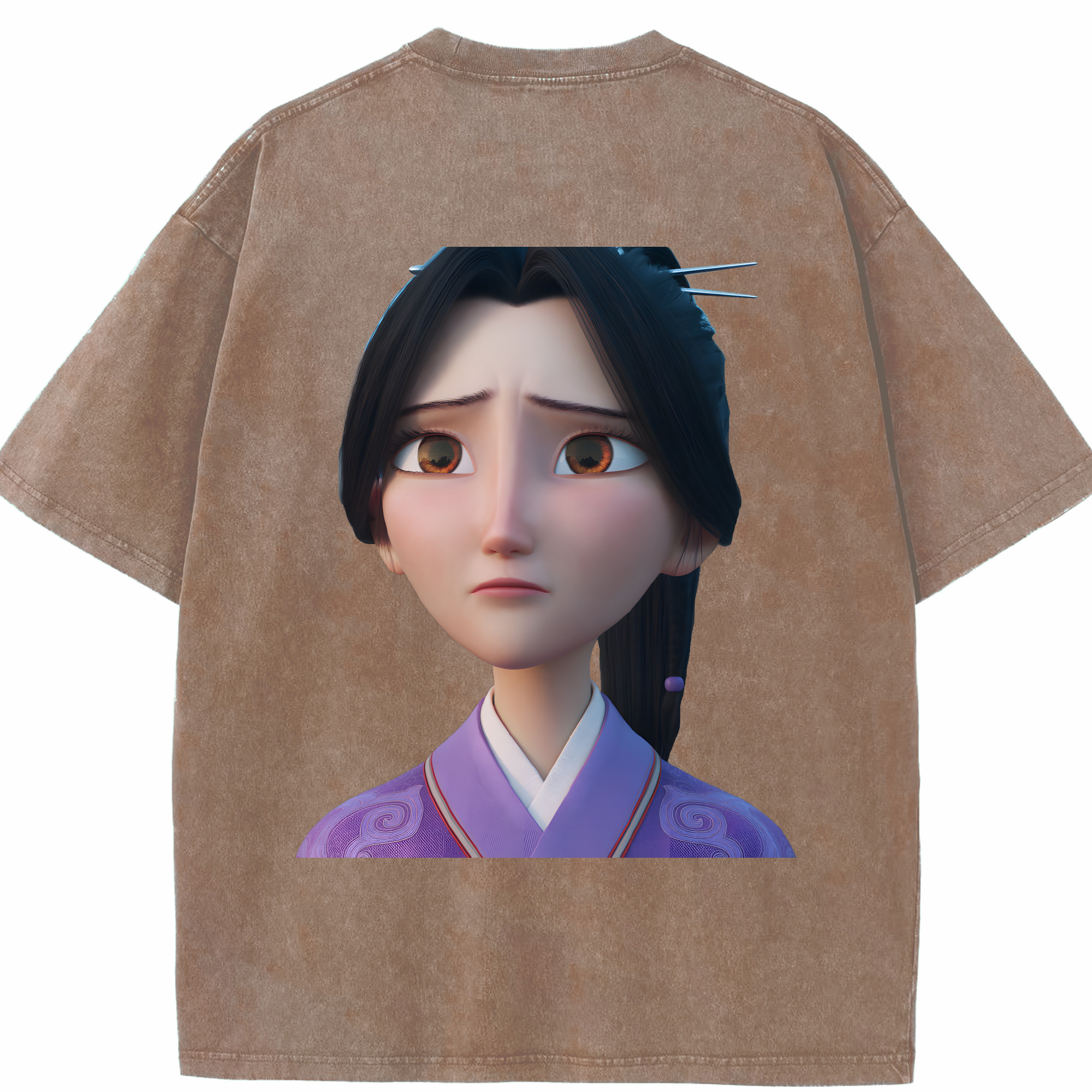 （画像用） Ne Zha 2 ナタ 魔童の大暴れ 綿100% ヴィンテージ風 半袖Tシャツ（背面プリント）