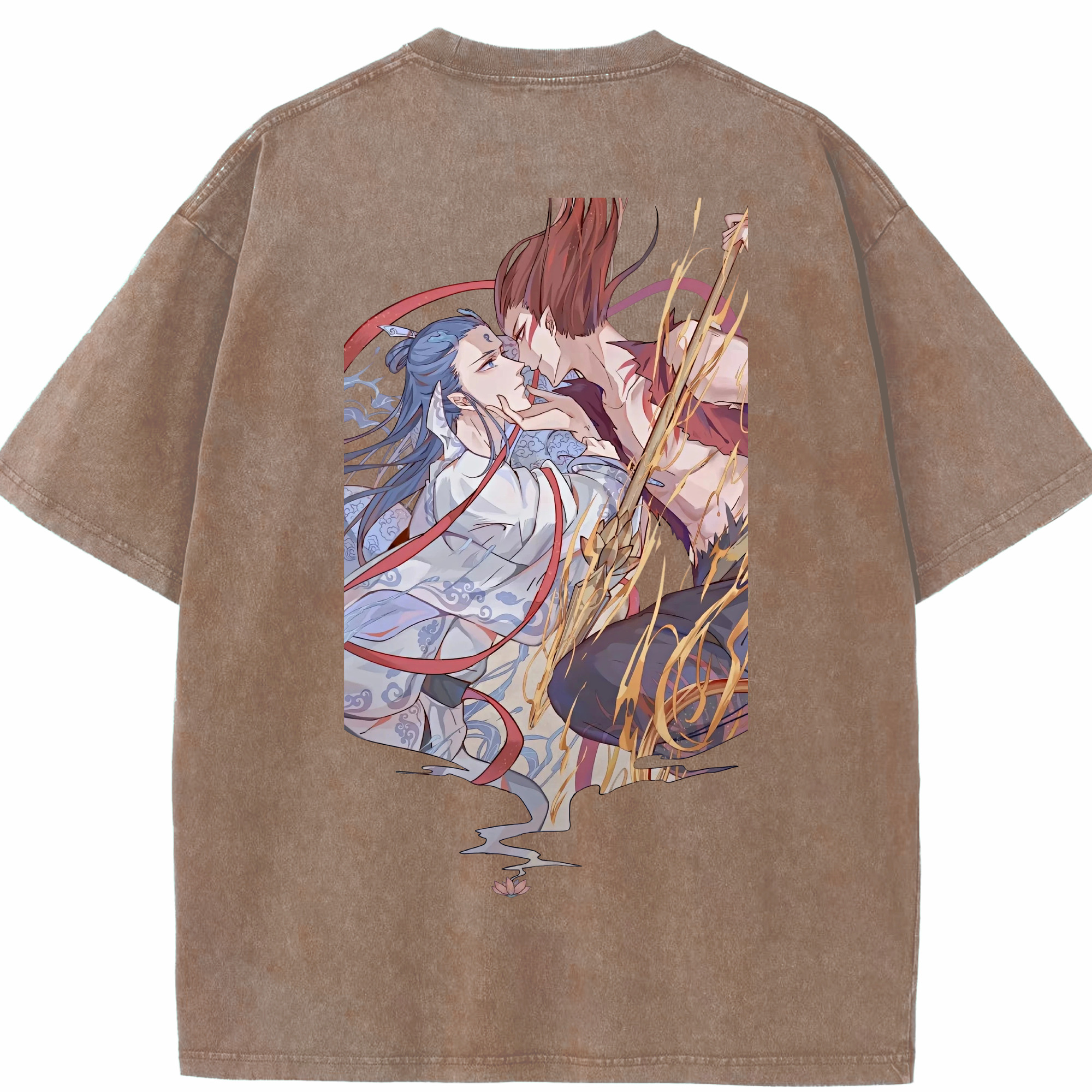 （画像用） Ne Zha 2 ナタ 魔童の大暴れ 綿100% ヴィンテージ風 半袖Tシャツ（背面プリント）