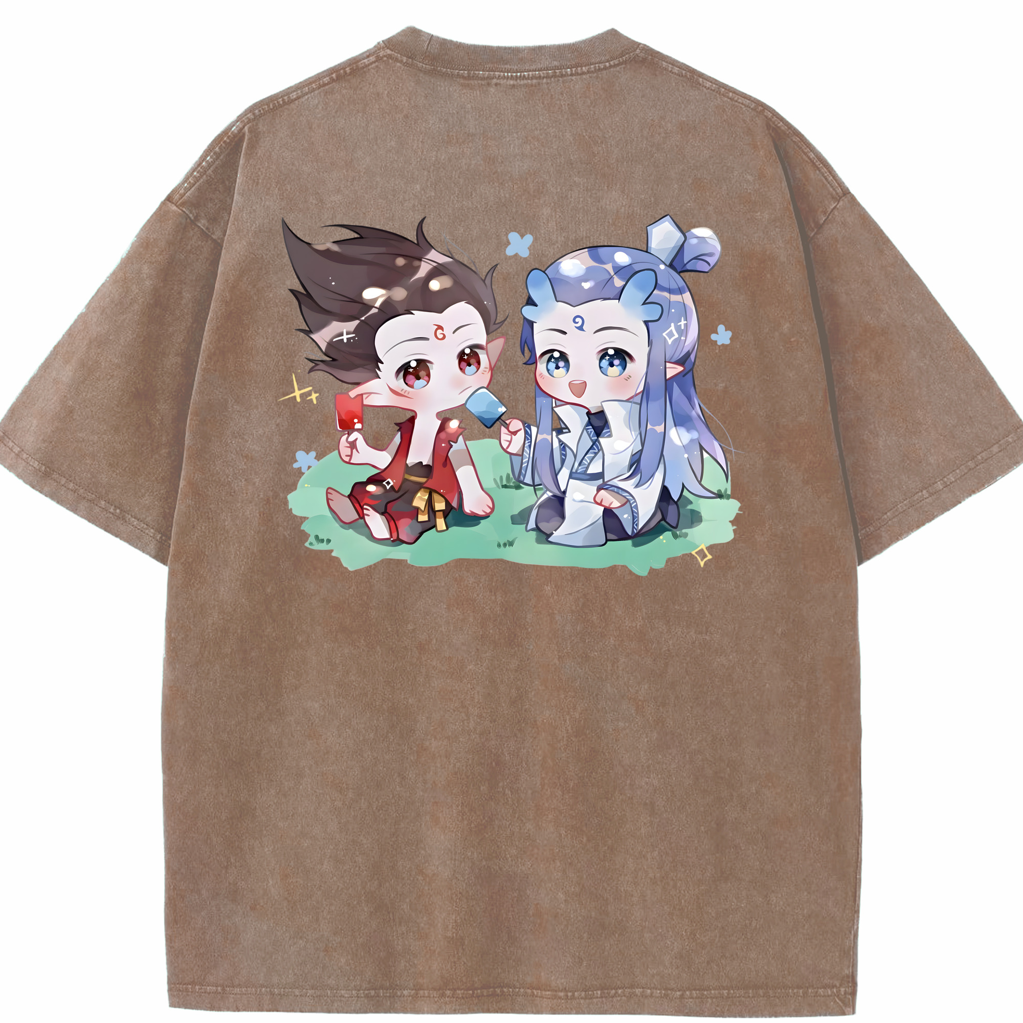 （画像用） Ne Zha 2 ナタ 魔童の大暴れ 綿100% ヴィンテージ風 半袖Tシャツ（背面プリント）