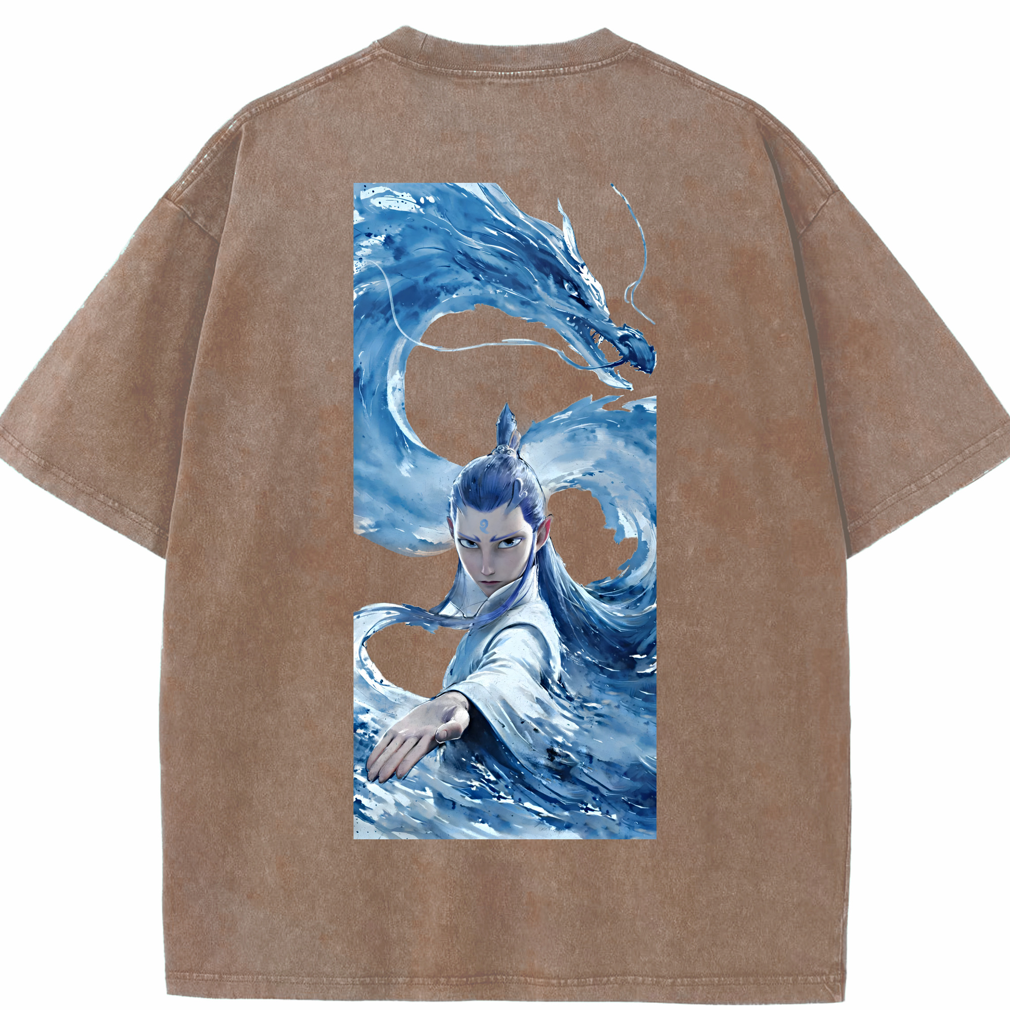 （画像用） Ne Zha 2 ナタ 魔童の大暴れ 綿100% ヴィンテージ風 半袖Tシャツ（背面プリント）