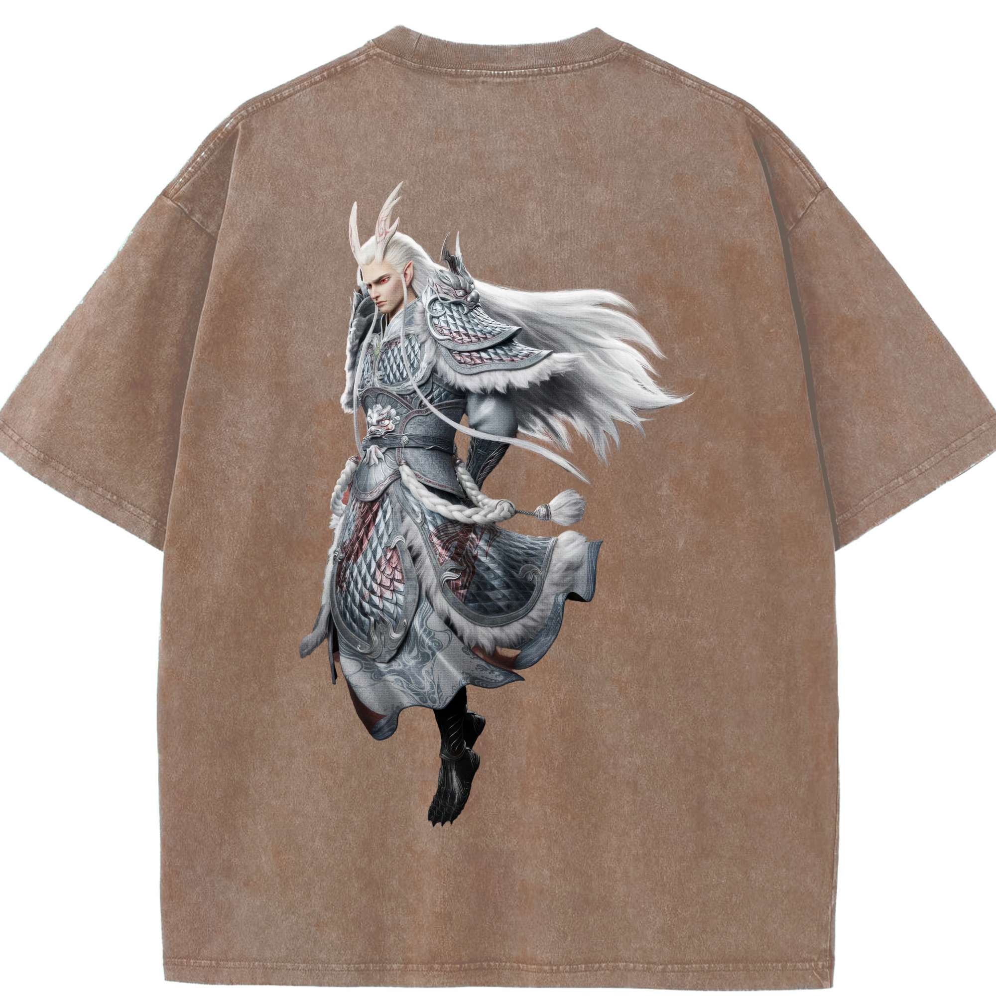 （画像用） Ne Zha 2 ナタ 魔童の大暴れ 綿100% ヴィンテージ風 半袖Tシャツ（背面プリント）