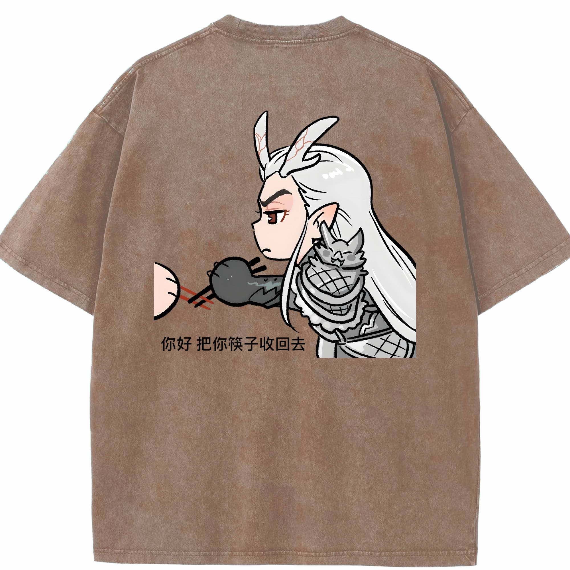 （画像用） Ne Zha 2 ナタ 魔童の大暴れ 綿100% ヴィンテージ風 半袖Tシャツ（背面プリント）