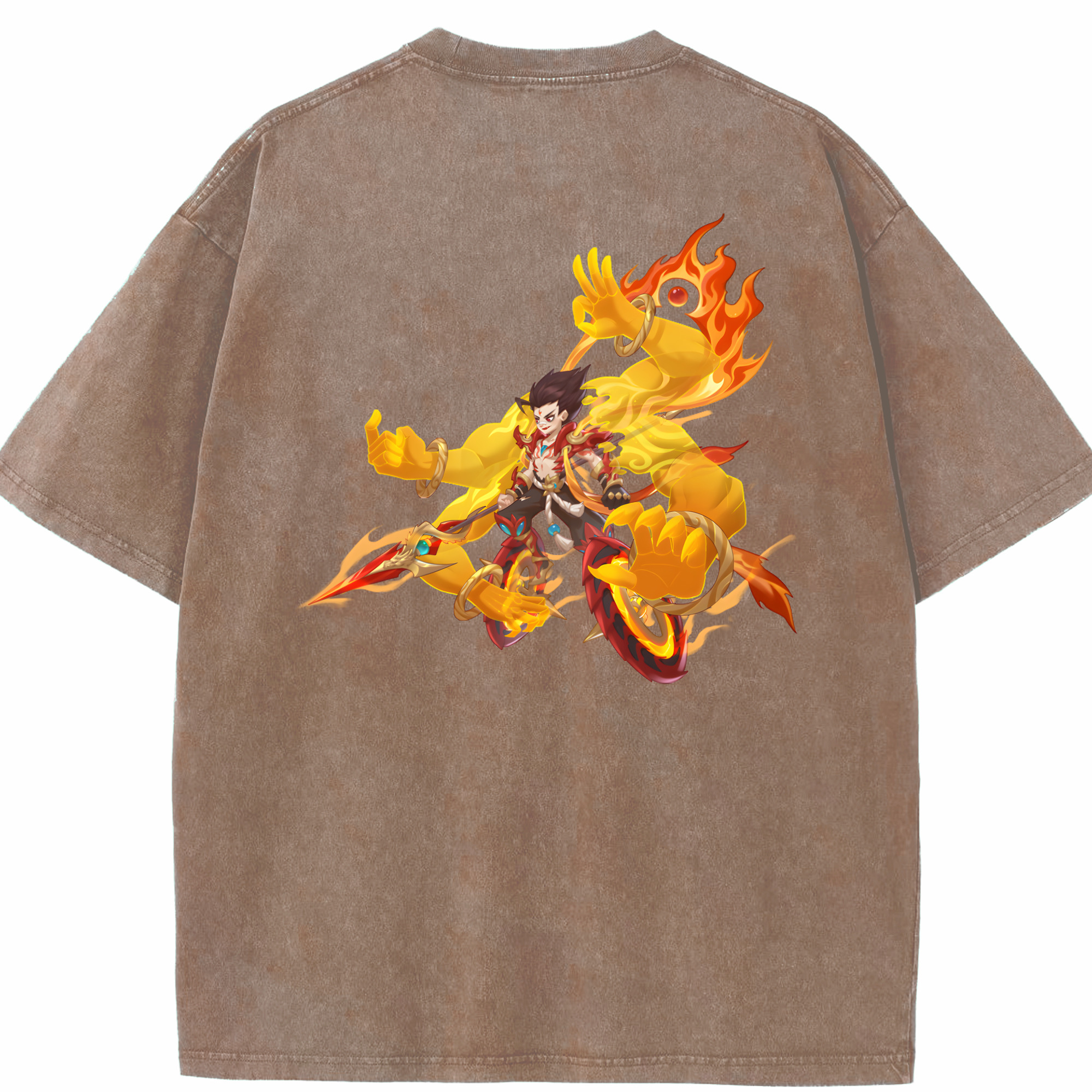 （画像用） Ne Zha 2 ナタ 魔童の大暴れ 綿100% ヴィンテージ風 半袖Tシャツ（背面プリント）