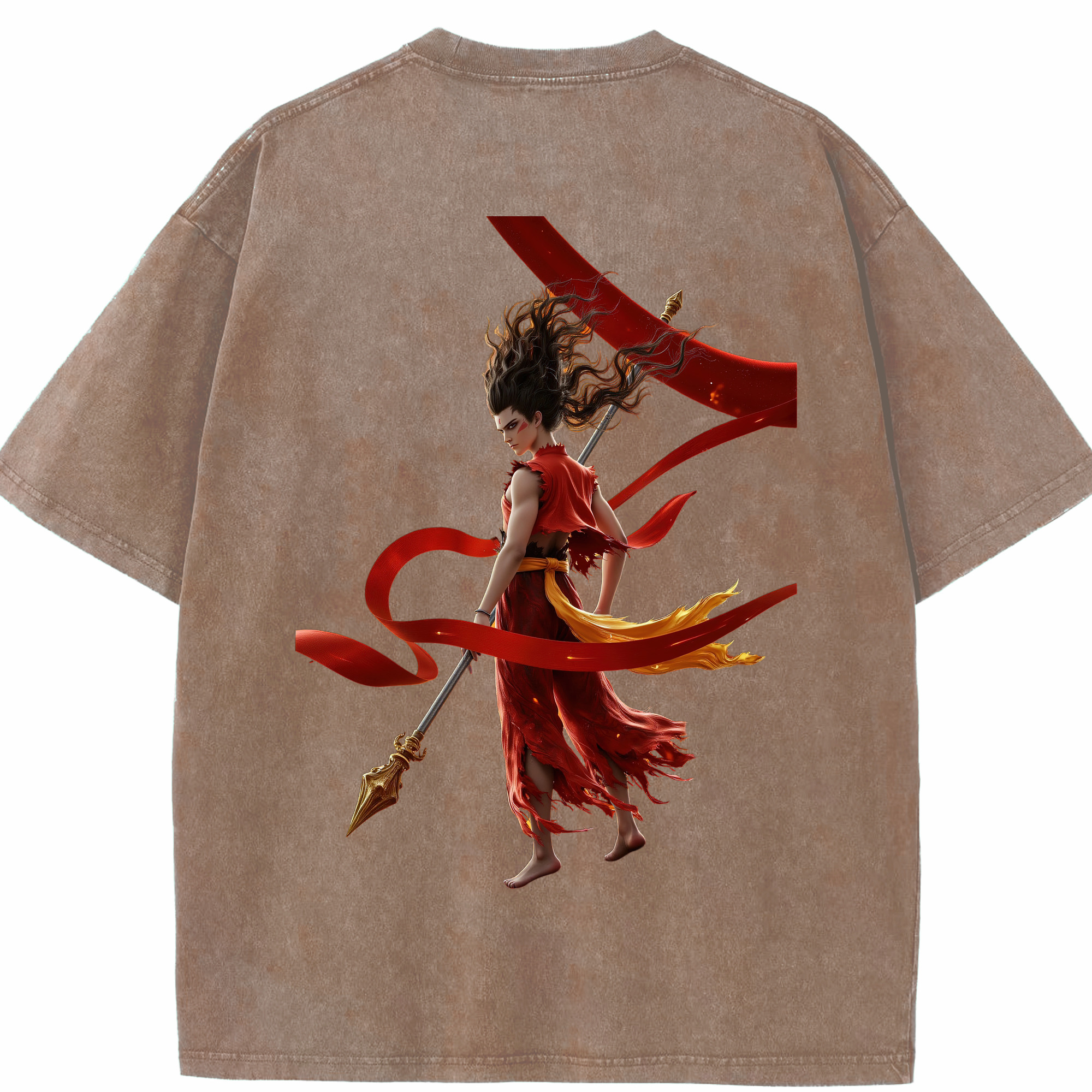 （画像用） Ne Zha 2 ナタ 魔童の大暴れ 綿100% ヴィンテージ風 半袖Tシャツ（背面プリント）