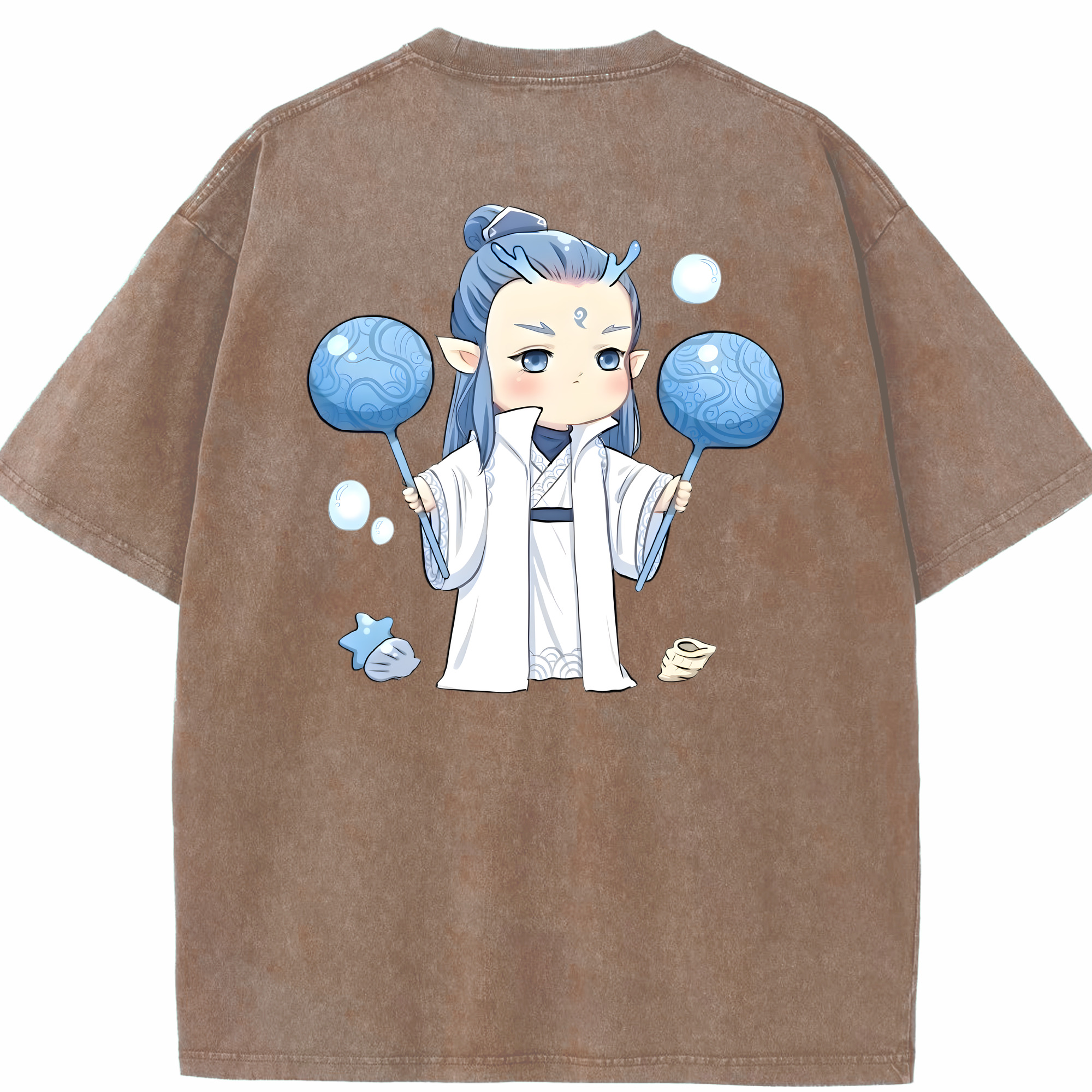 （画像用） Ne Zha 2 ナタ 魔童の大暴れ 綿100% ヴィンテージ風 半袖Tシャツ（背面プリント）