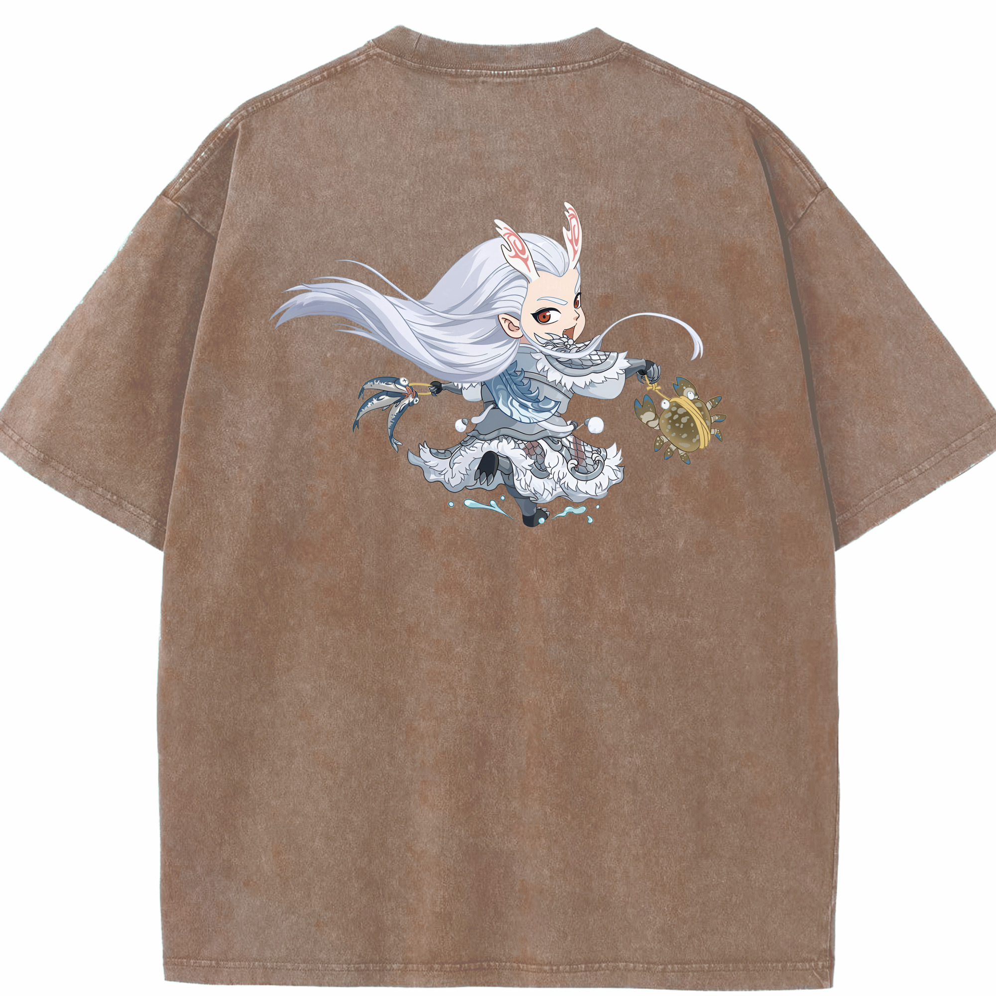 （画像用） Ne Zha 2 ナタ 魔童の大暴れ 綿100% ヴィンテージ風 半袖Tシャツ（背面プリント）