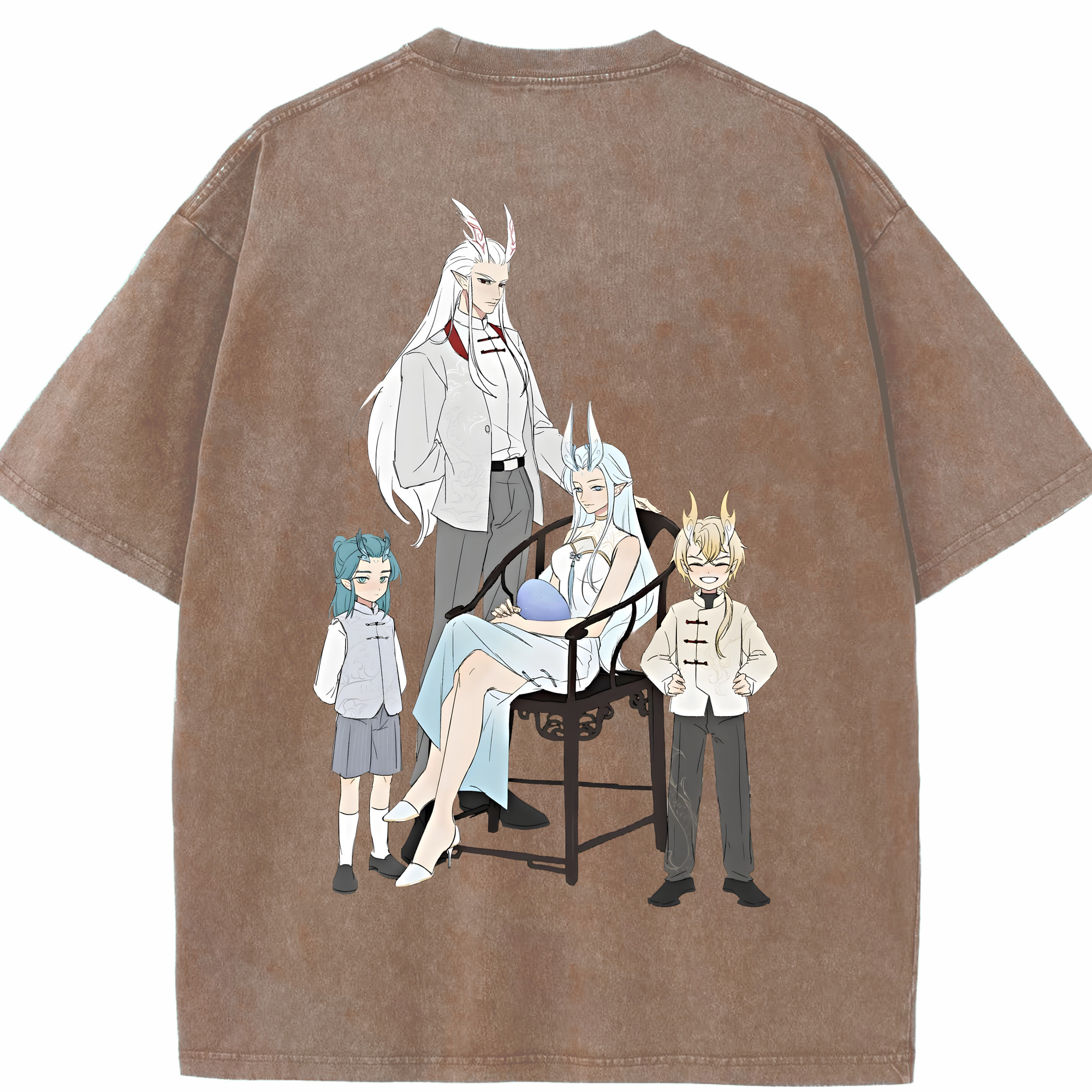（画像用） Ne Zha 2 ナタ 魔童の大暴れ 綿100% ヴィンテージ風 半袖Tシャツ（背面プリント）