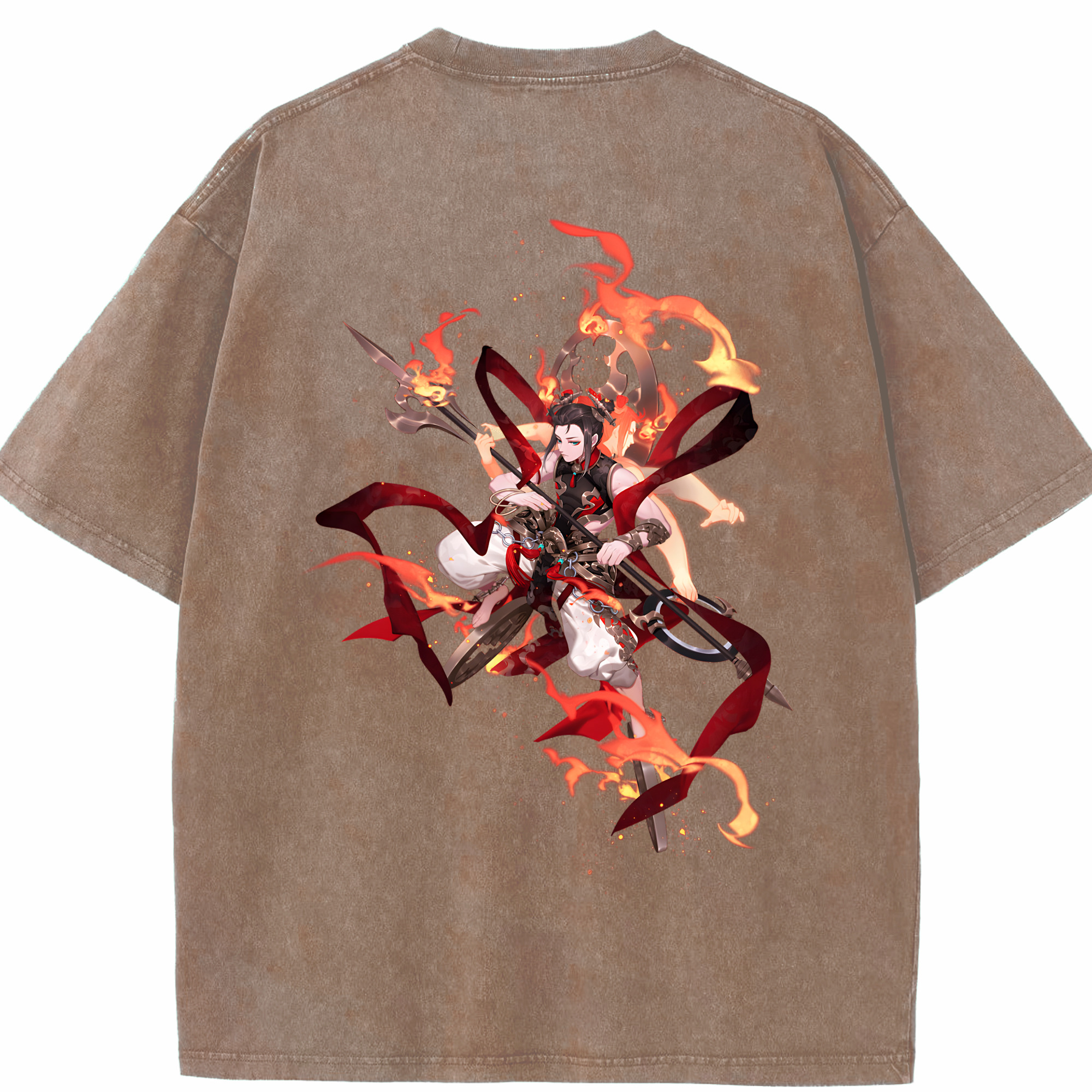 （画像用） Ne Zha 2 ナタ 魔童の大暴れ 綿100% ヴィンテージ風 半袖Tシャツ（背面プリント）