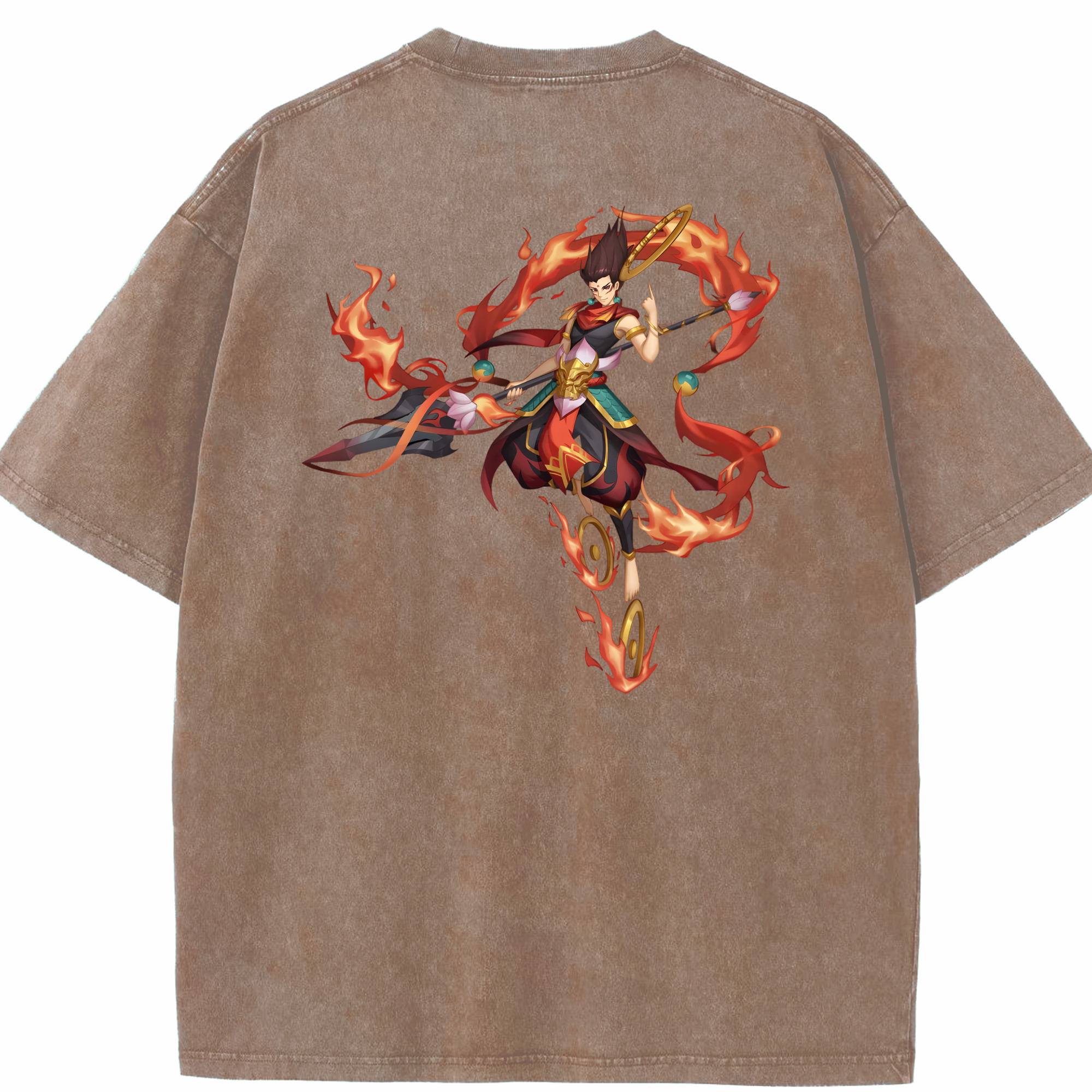 （画像用） Ne Zha 2 ナタ 魔童の大暴れ 綿100% ヴィンテージ風 半袖Tシャツ（背面プリント）