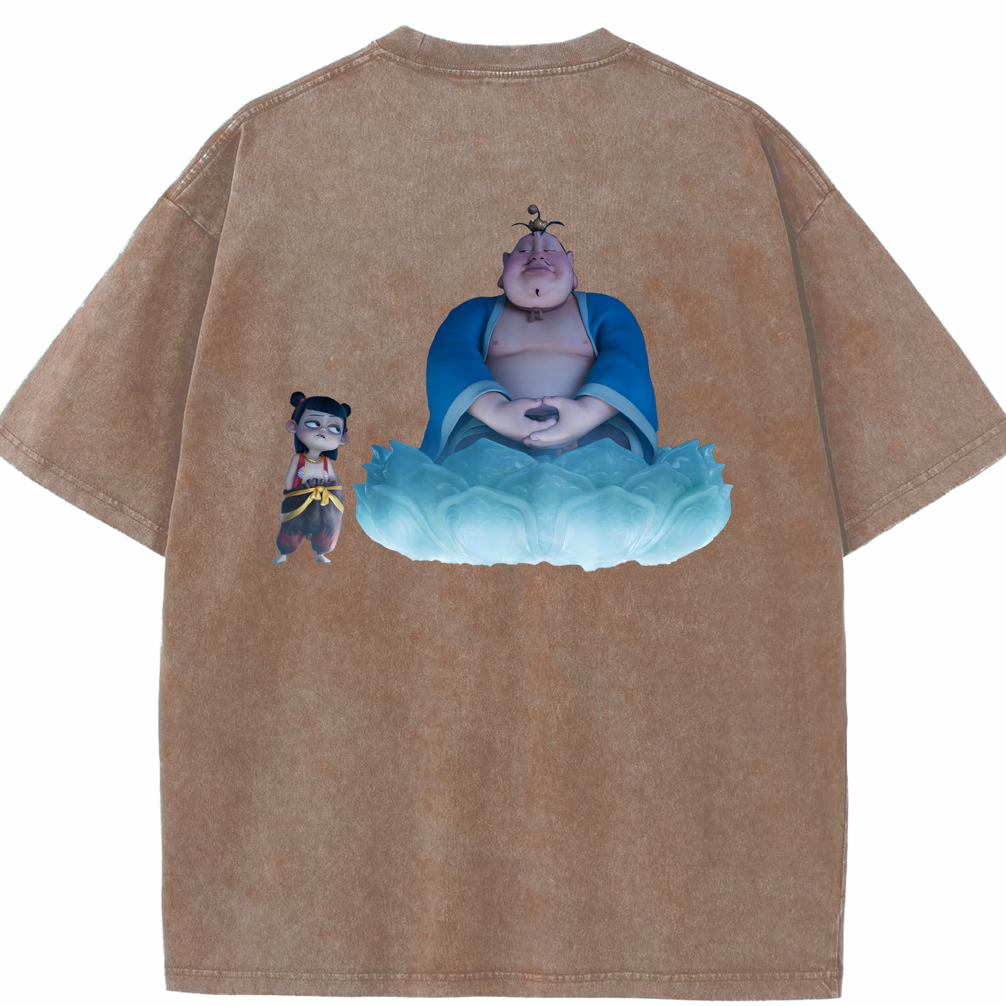 （画像用） Ne Zha 2 ナタ 魔童の大暴れ 綿100% ヴィンテージ風 半袖Tシャツ（背面プリント）