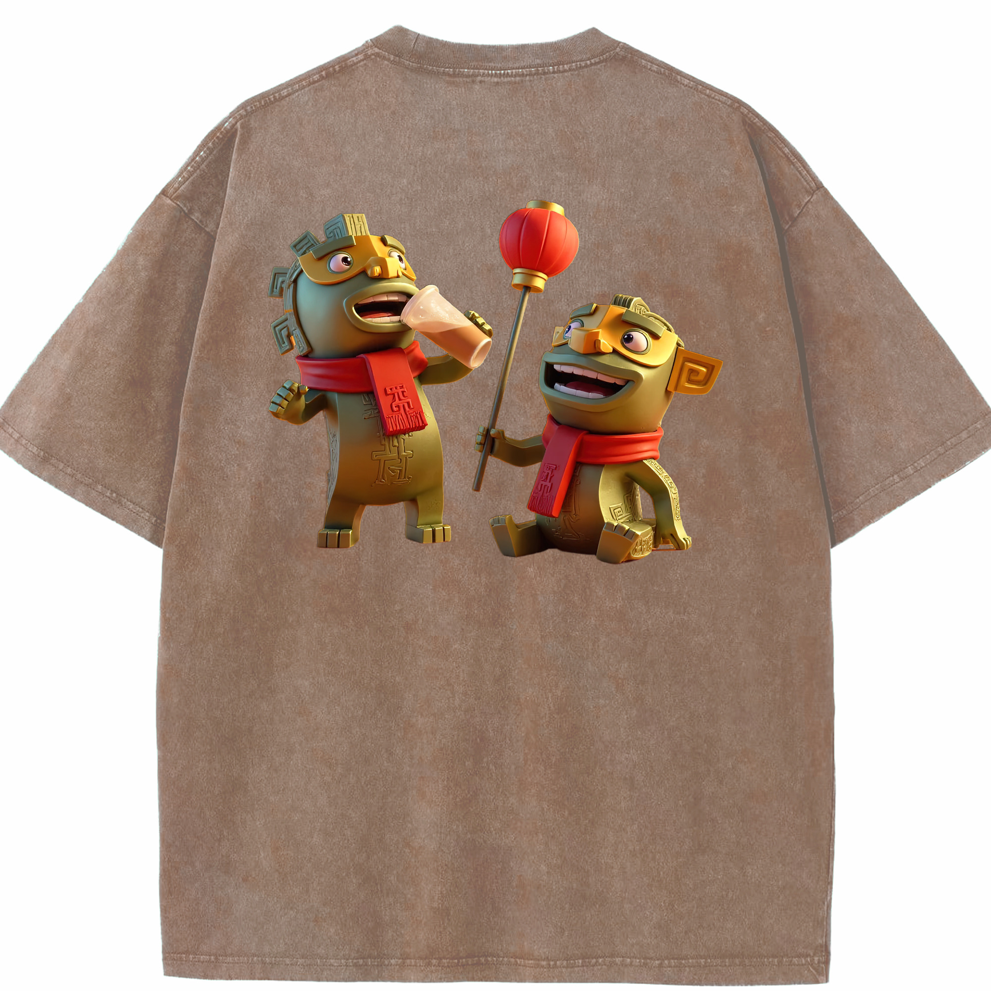 （画像用） Ne Zha 2 ナタ 魔童の大暴れ 綿100% ヴィンテージ風 半袖Tシャツ（背面プリント）