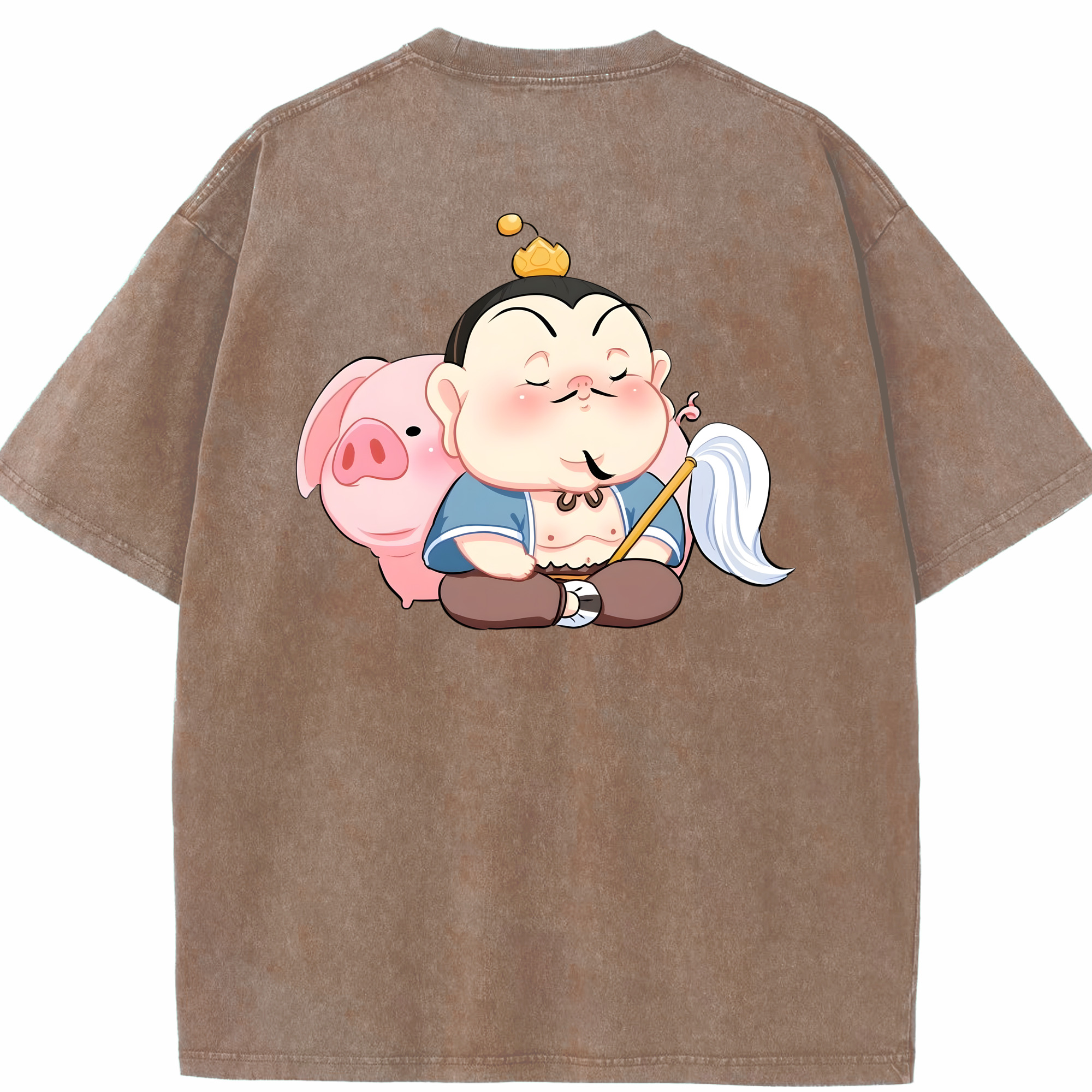 （画像用） Ne Zha 2 ナタ 魔童の大暴れ 綿100% ヴィンテージ風 半袖Tシャツ（背面プリント）