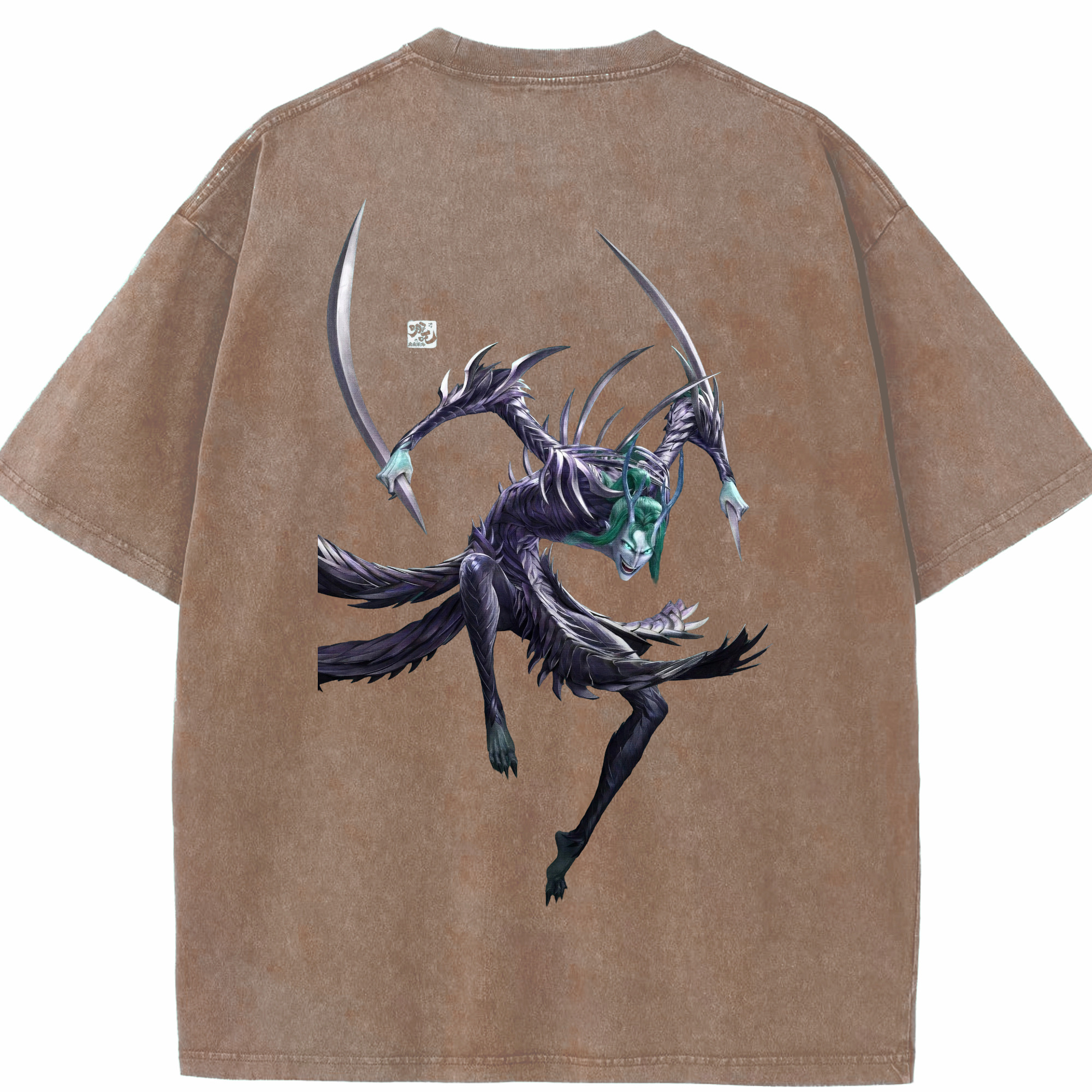 （画像用） Ne Zha 2 ナタ 魔童の大暴れ 綿100% ヴィンテージ風 半袖Tシャツ（背面プリント）