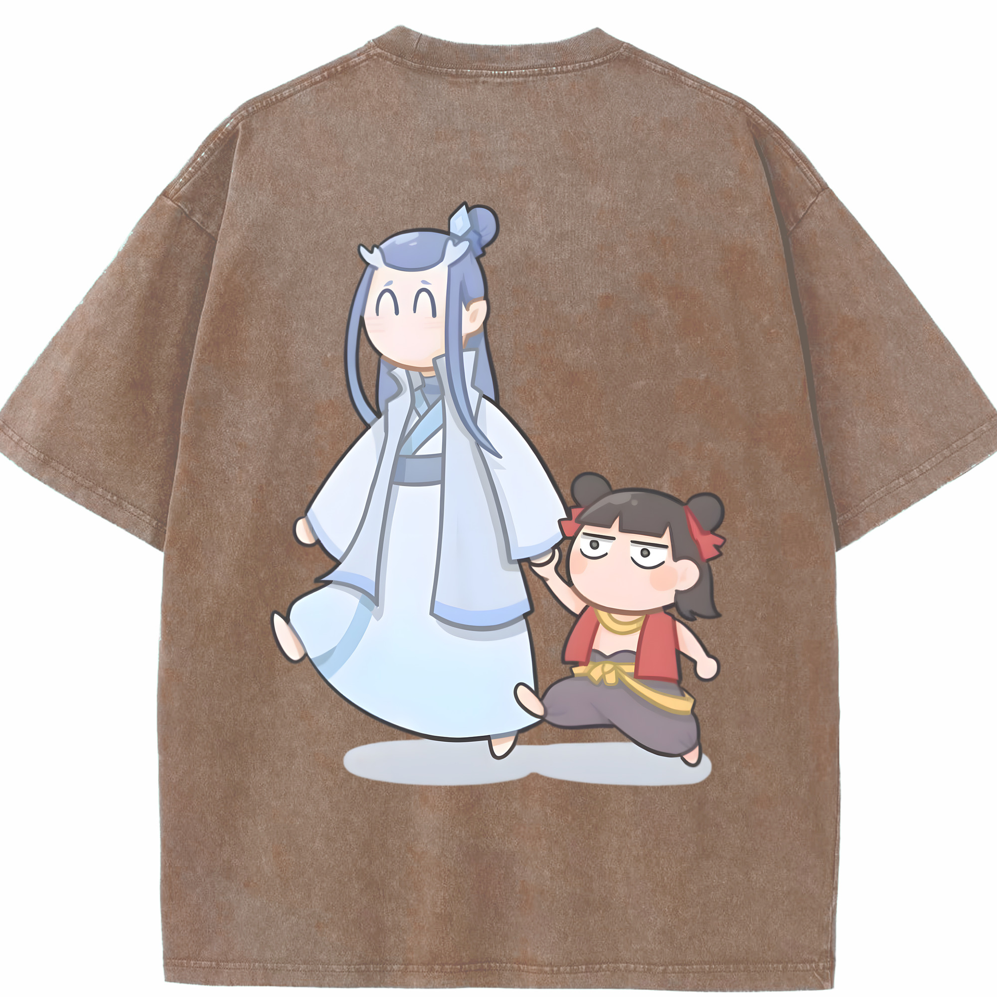 （画像用） Ne Zha 2 ナタ 魔童の大暴れ 綿100% ヴィンテージ風 半袖Tシャツ（背面プリント）