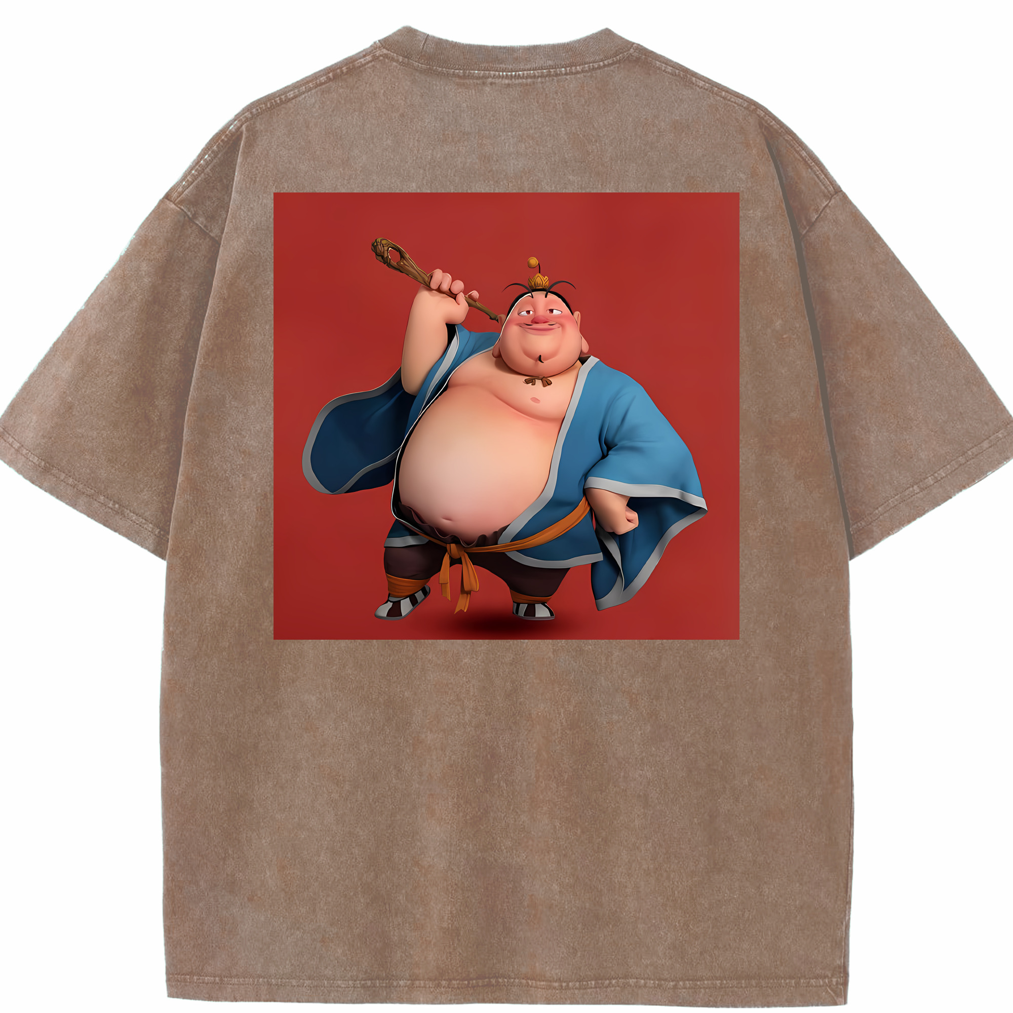 （画像用） Ne Zha 2 ナタ 魔童の大暴れ 綿100% ヴィンテージ風 半袖Tシャツ（背面プリント）