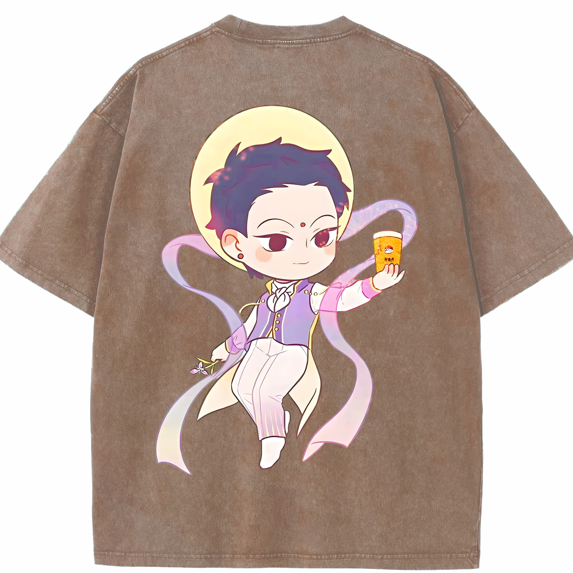 （画像用） Ne Zha 2 ナタ 魔童の大暴れ 綿100% ヴィンテージ風 半袖Tシャツ（背面プリント）