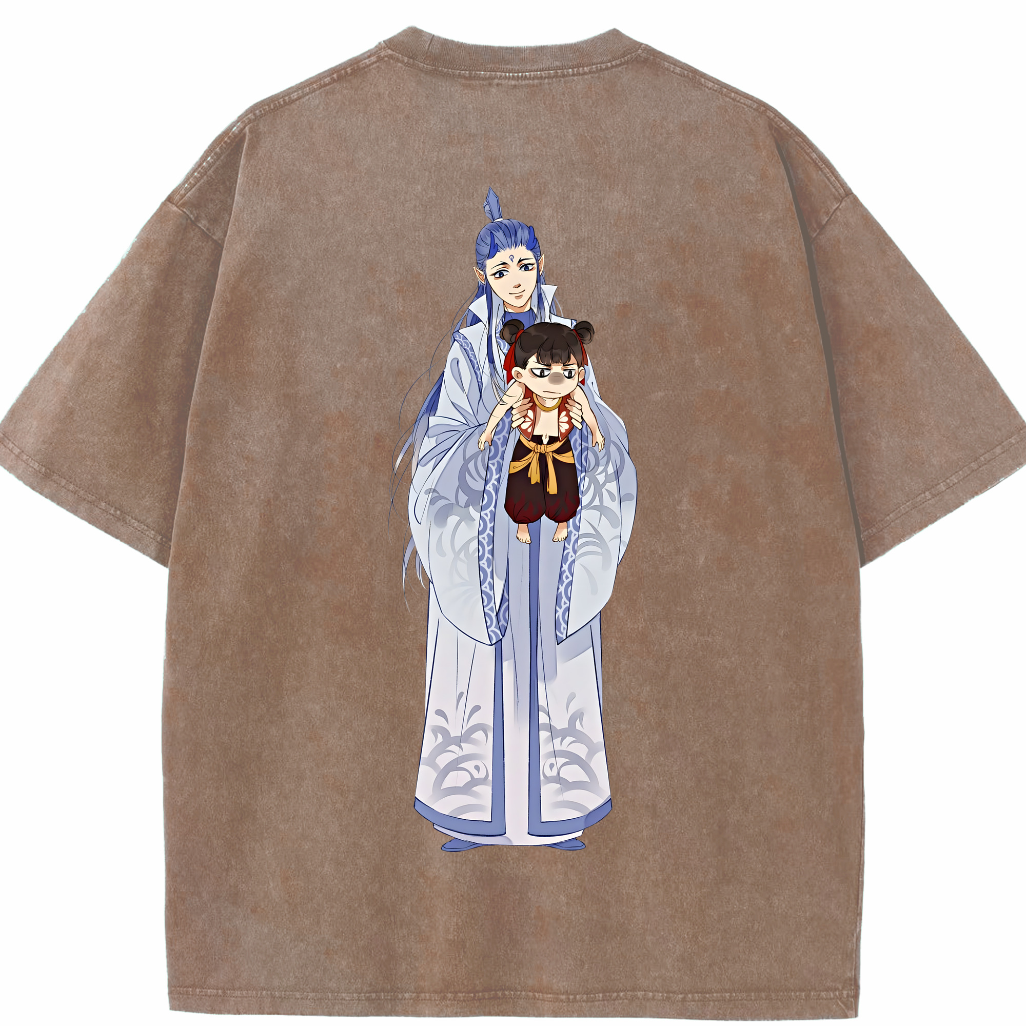 （画像用） Ne Zha 2 ナタ 魔童の大暴れ 綿100% ヴィンテージ風 半袖Tシャツ（背面プリント）