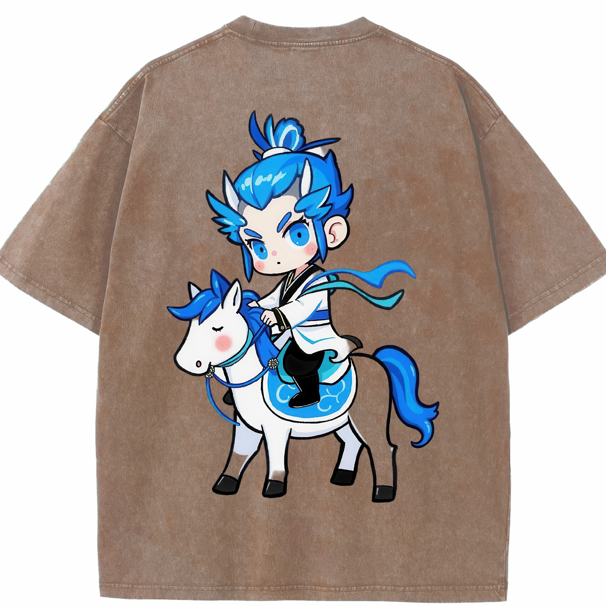 （画像用） Ne Zha 2 ナタ 魔童の大暴れ 綿100% ヴィンテージ風 半袖Tシャツ（背面プリント）