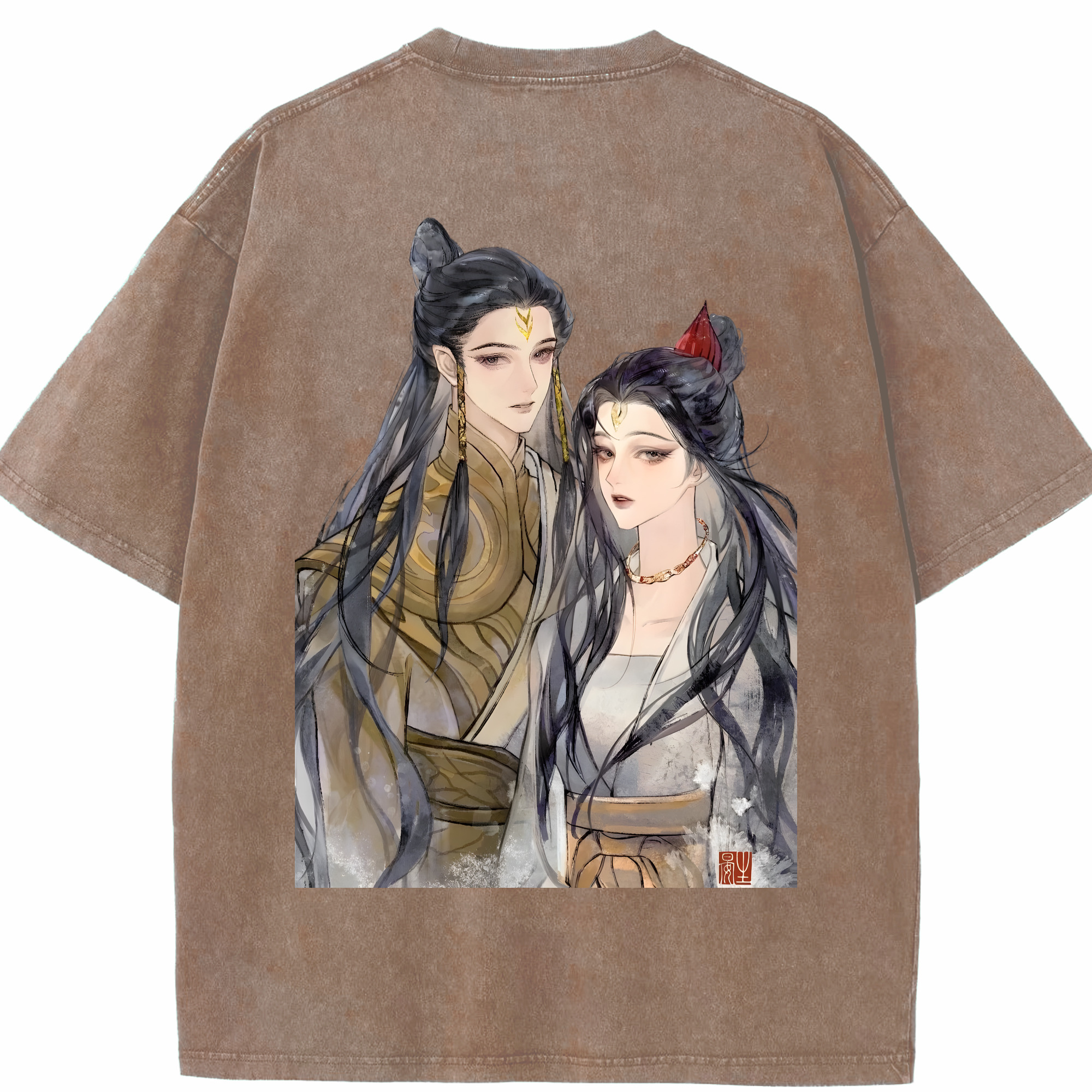 （画像用） Ne Zha 2 ナタ 魔童の大暴れ 綿100% ヴィンテージ風 半袖Tシャツ（背面プリント）