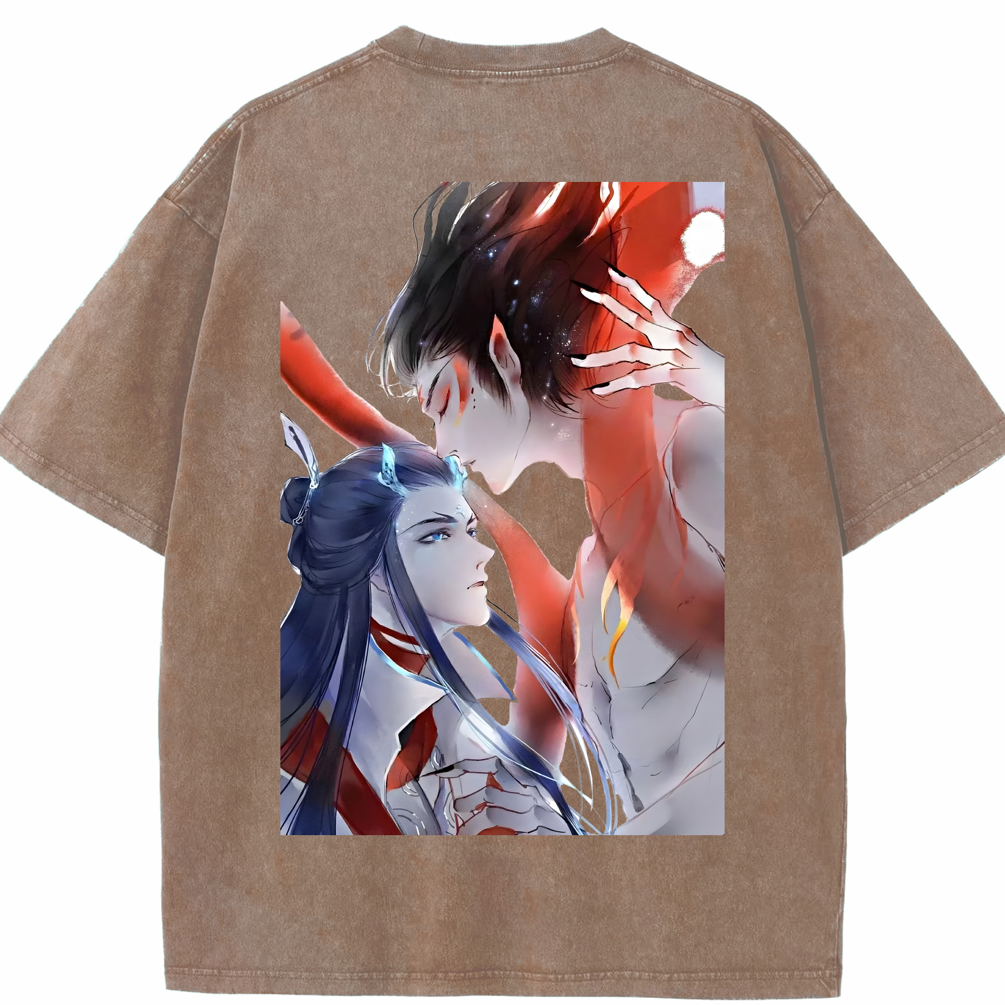 （画像用） Ne Zha 2 ナタ 魔童の大暴れ 綿100% ヴィンテージ風 半袖Tシャツ（背面プリント）