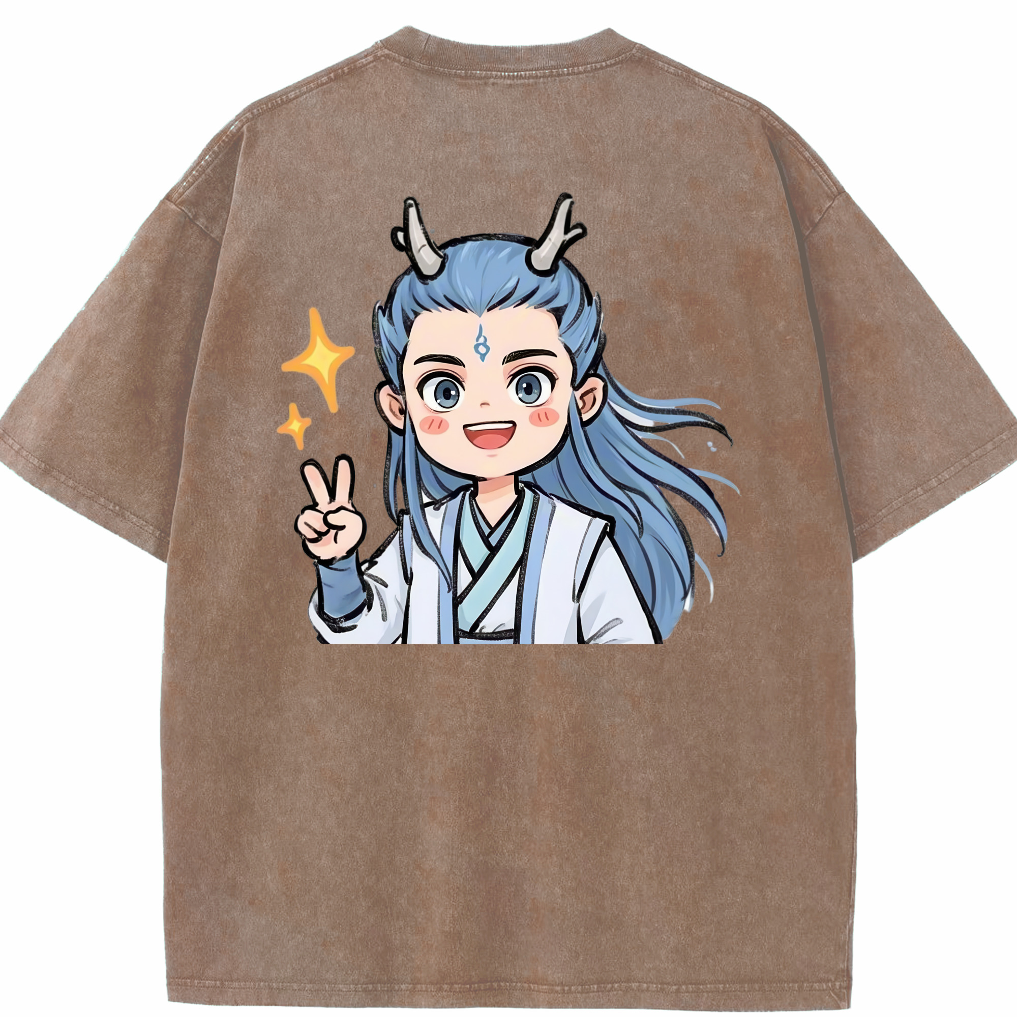 （画像用） Ne Zha 2 ナタ 魔童の大暴れ 綿100% ヴィンテージ風 半袖Tシャツ（背面プリント）