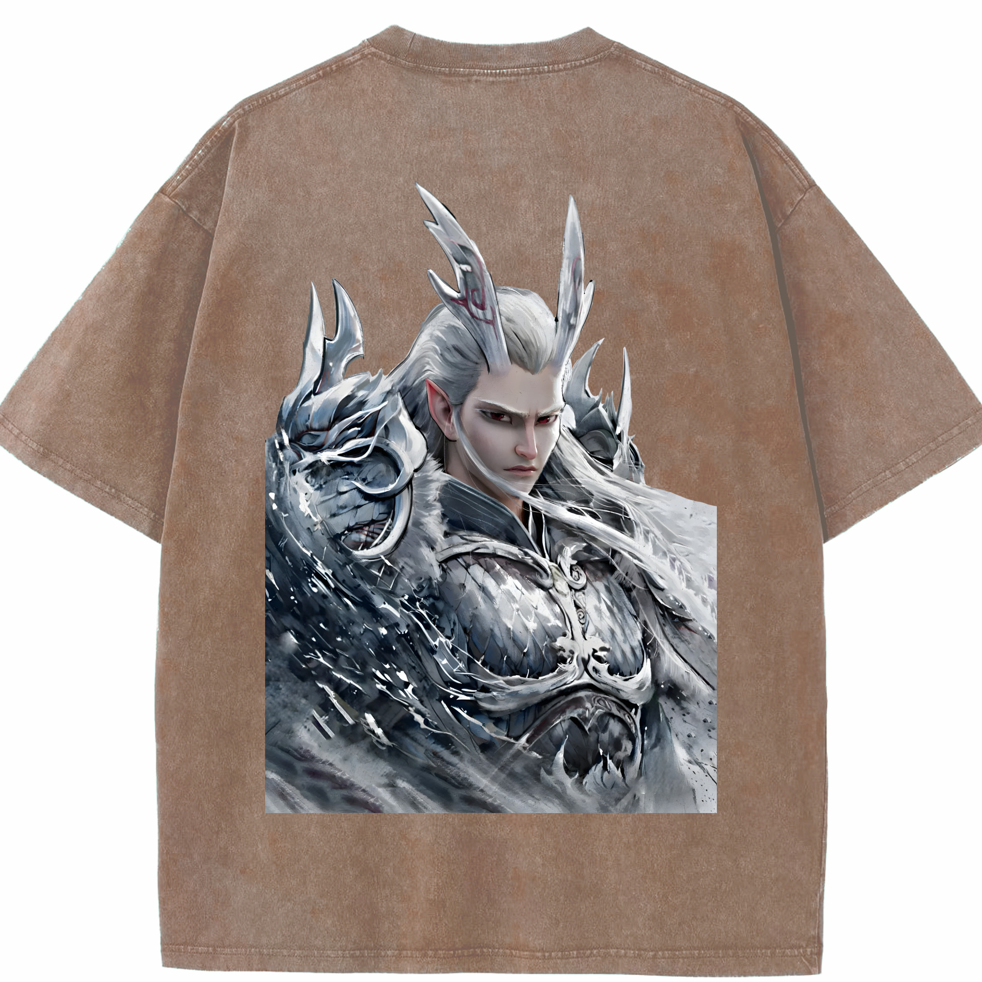 （画像用） Ne Zha 2 ナタ 魔童の大暴れ 綿100% ヴィンテージ風 半袖Tシャツ（背面プリント）