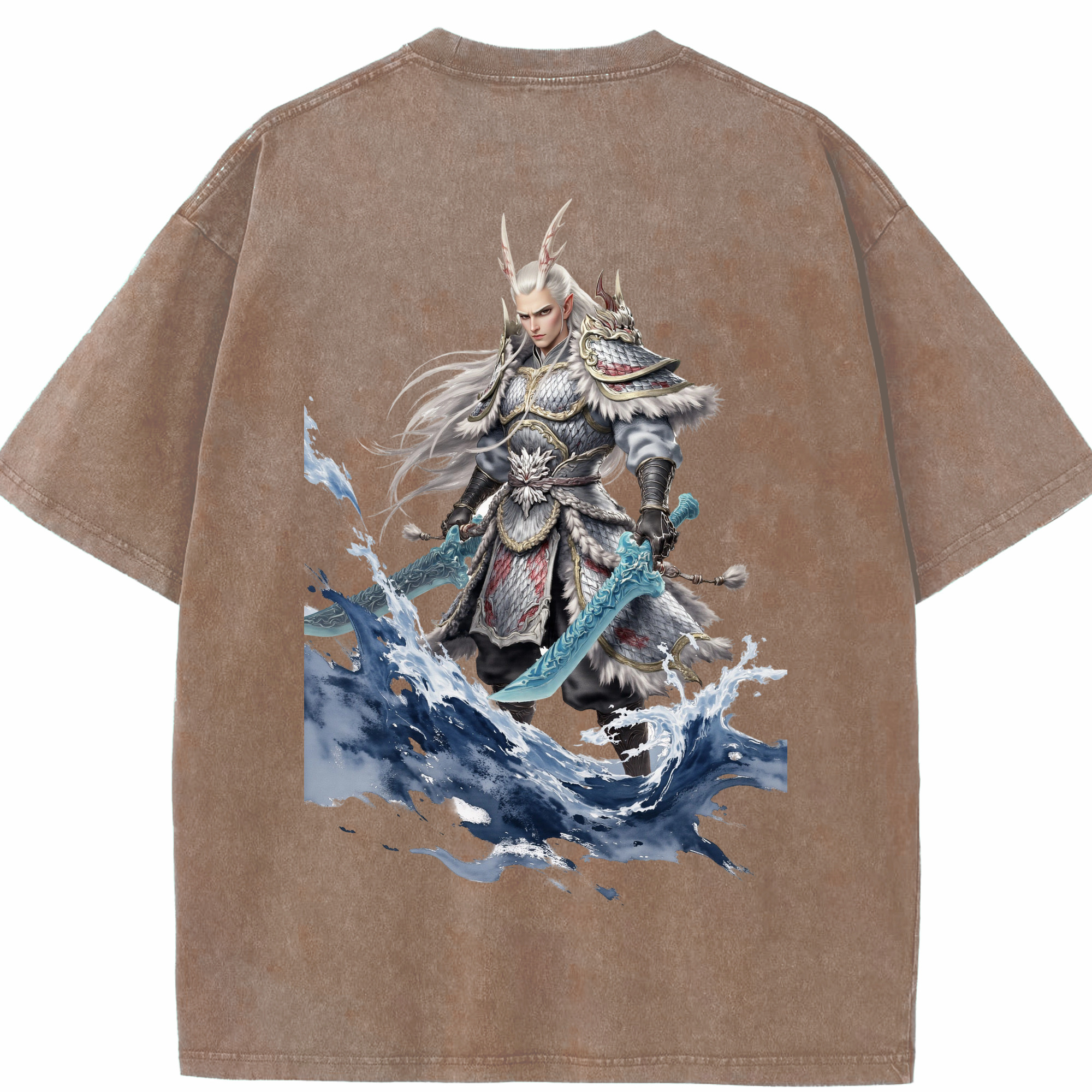 （画像用） Ne Zha 2 ナタ 魔童の大暴れ 綿100% ヴィンテージ風 半袖Tシャツ（背面プリント）