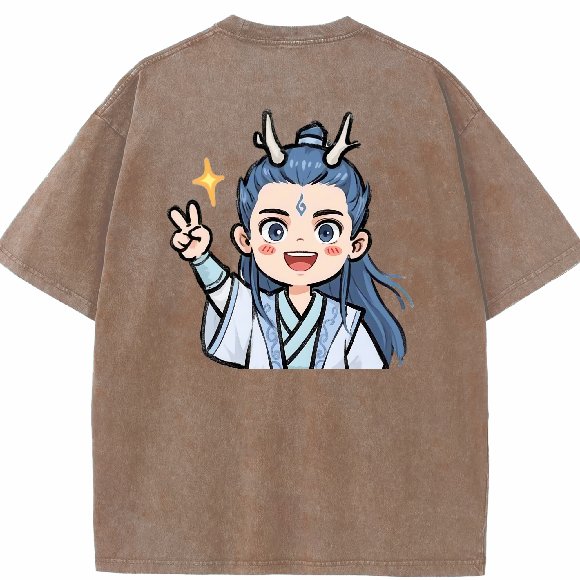 （画像用） Ne Zha 2 ナタ 魔童の大暴れ 綿100% ヴィンテージ風 半袖Tシャツ（背面プリント）