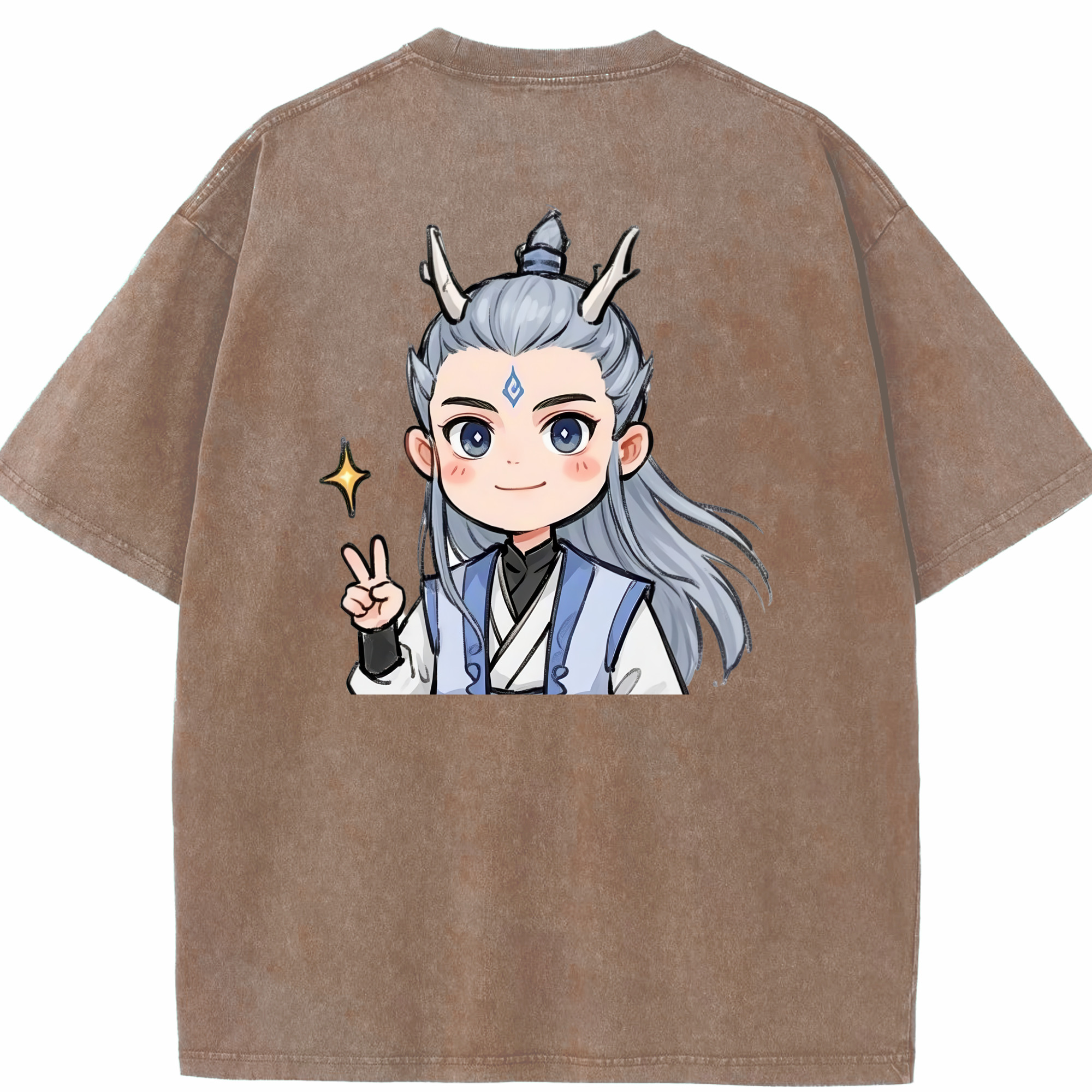 （画像用） Ne Zha 2 ナタ 魔童の大暴れ 綿100% ヴィンテージ風 半袖Tシャツ（背面プリント）