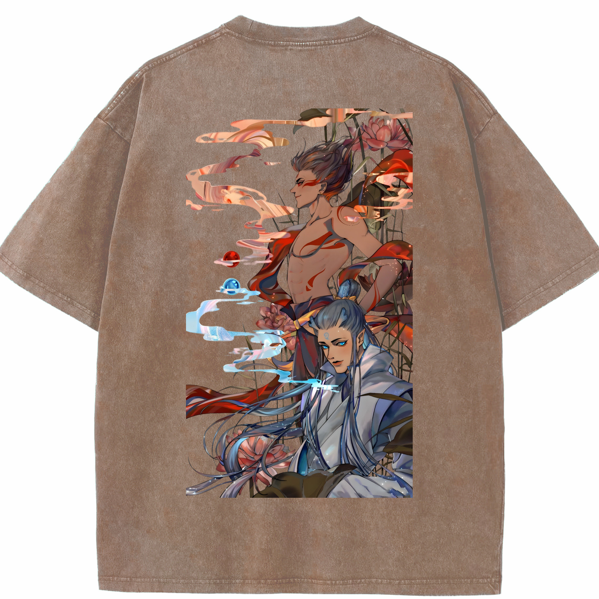 （画像用） Ne Zha 2 ナタ 魔童の大暴れ 綿100% ヴィンテージ風 半袖Tシャツ（背面プリント）
