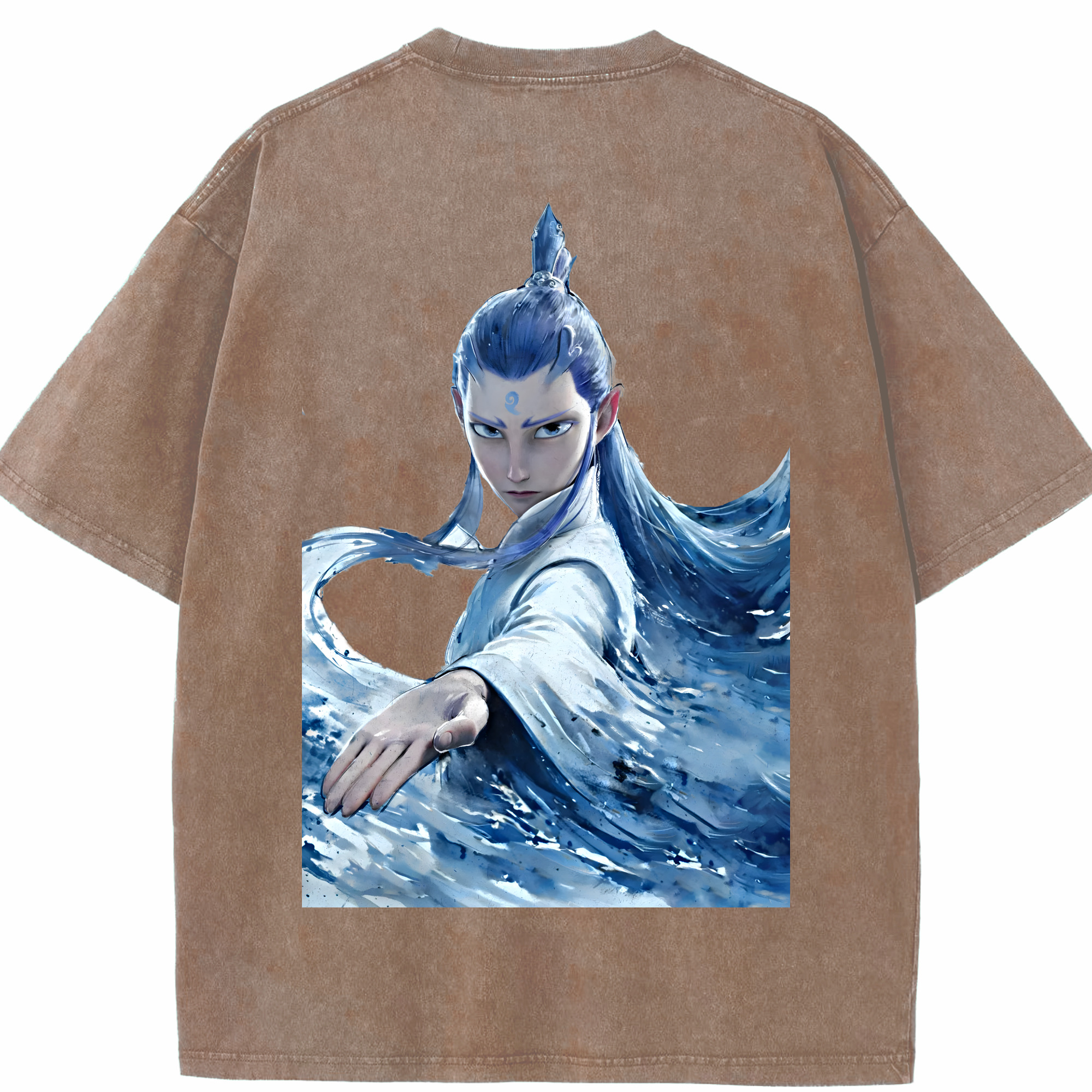 （画像用） Ne Zha 2 ナタ 魔童の大暴れ 綿100% ヴィンテージ風 半袖Tシャツ（背面プリント）