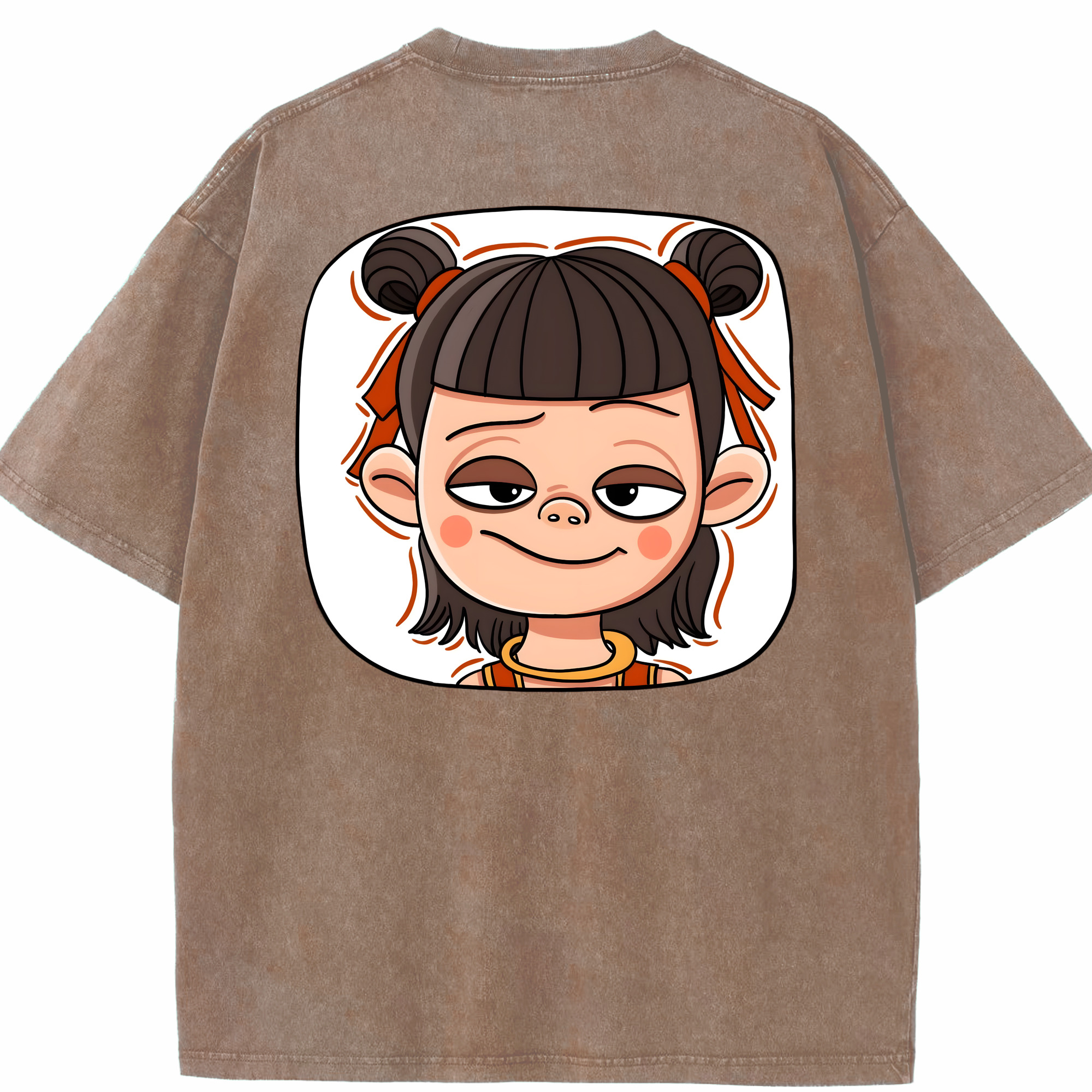（画像用） Ne Zha 2 ナタ 魔童の大暴れ 綿100% ヴィンテージ風 半袖Tシャツ（背面プリント）