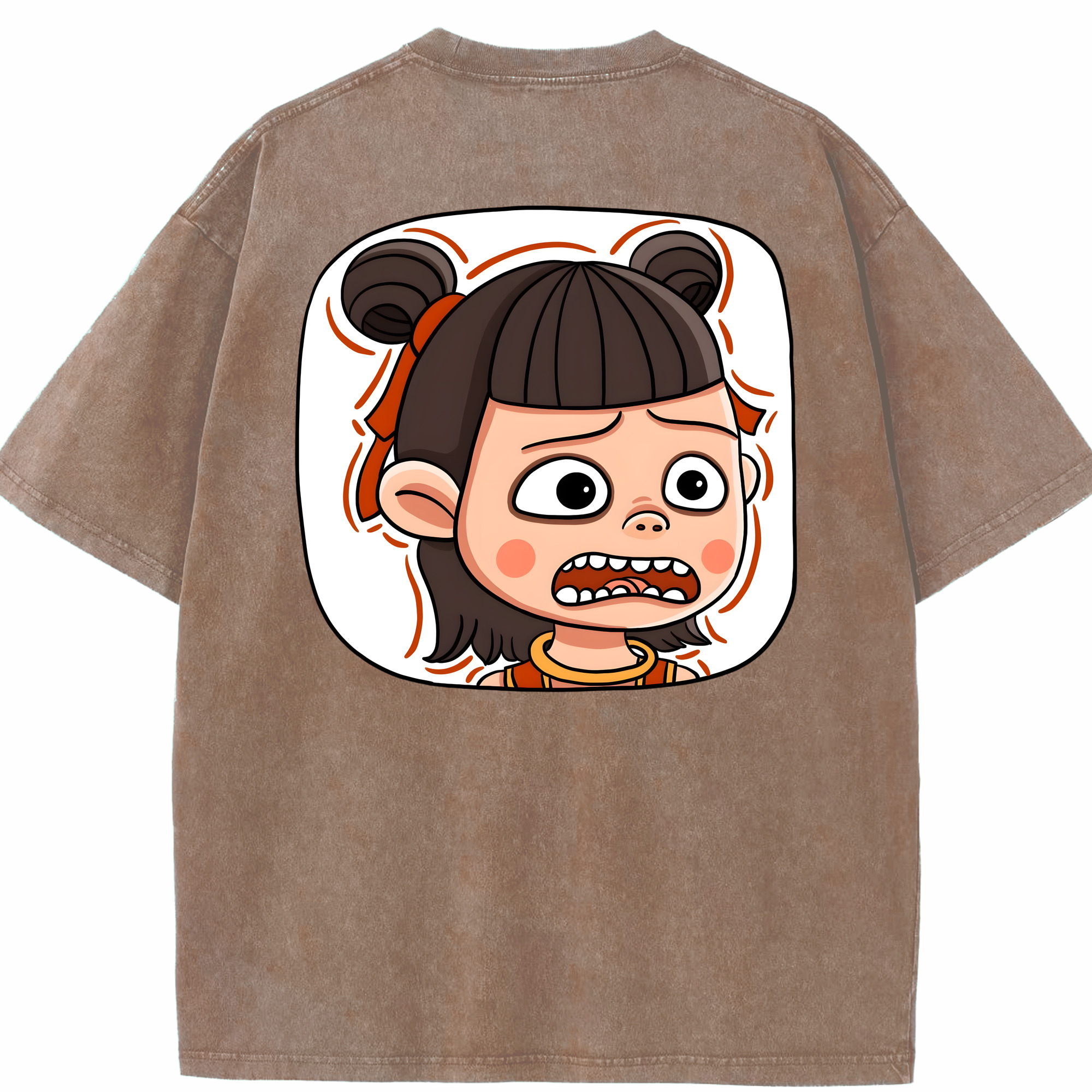 （画像用） Ne Zha 2 ナタ 魔童の大暴れ 綿100% ヴィンテージ風 半袖Tシャツ（背面プリント）