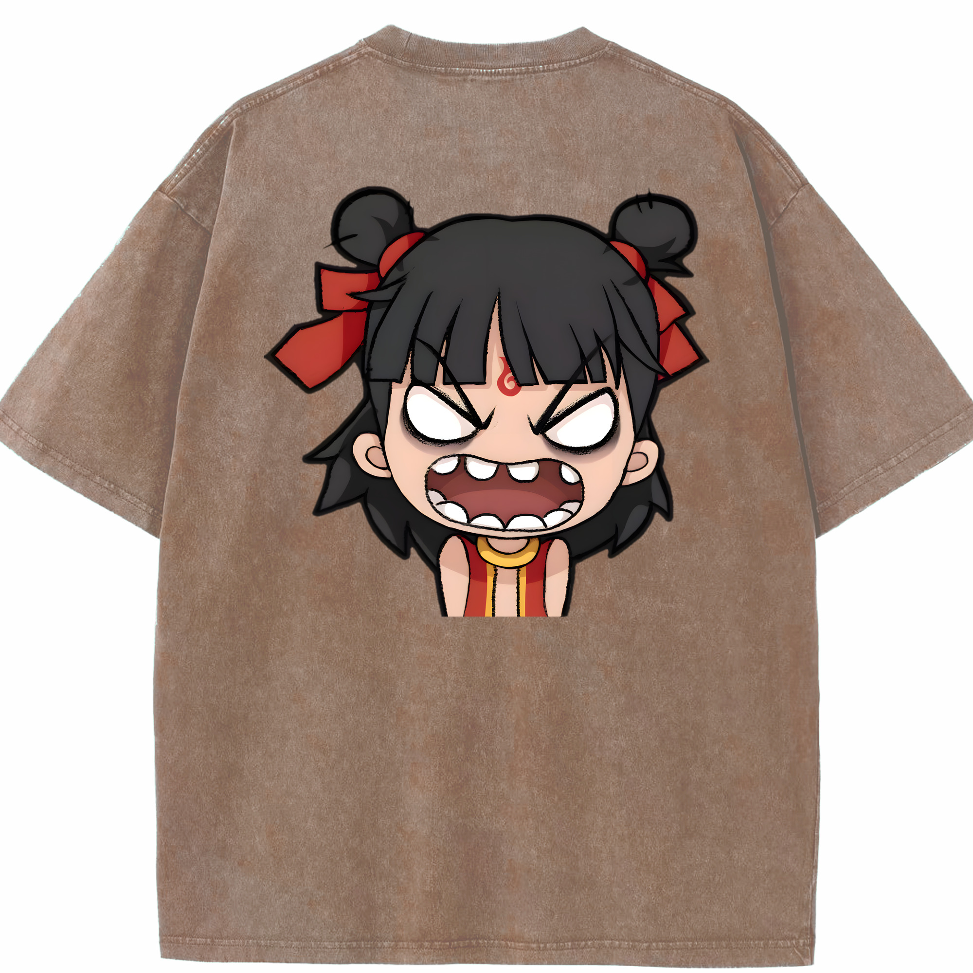 （画像用） Ne Zha 2 ナタ 魔童の大暴れ 綿100% ヴィンテージ風 半袖Tシャツ（背面プリント）