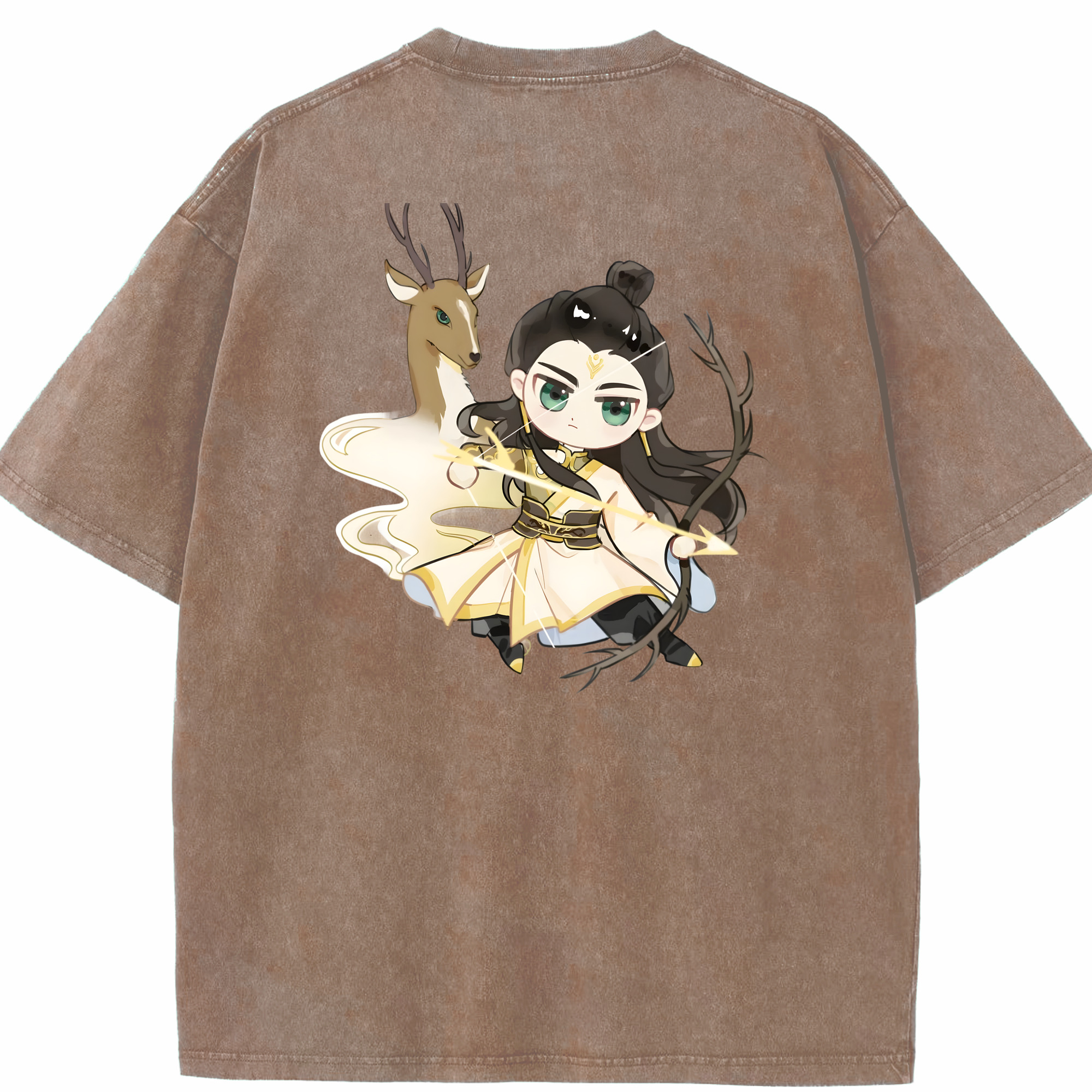 （画像用） Ne Zha 2 ナタ 魔童の大暴れ 綿100% ヴィンテージ風 半袖Tシャツ（背面プリント）
