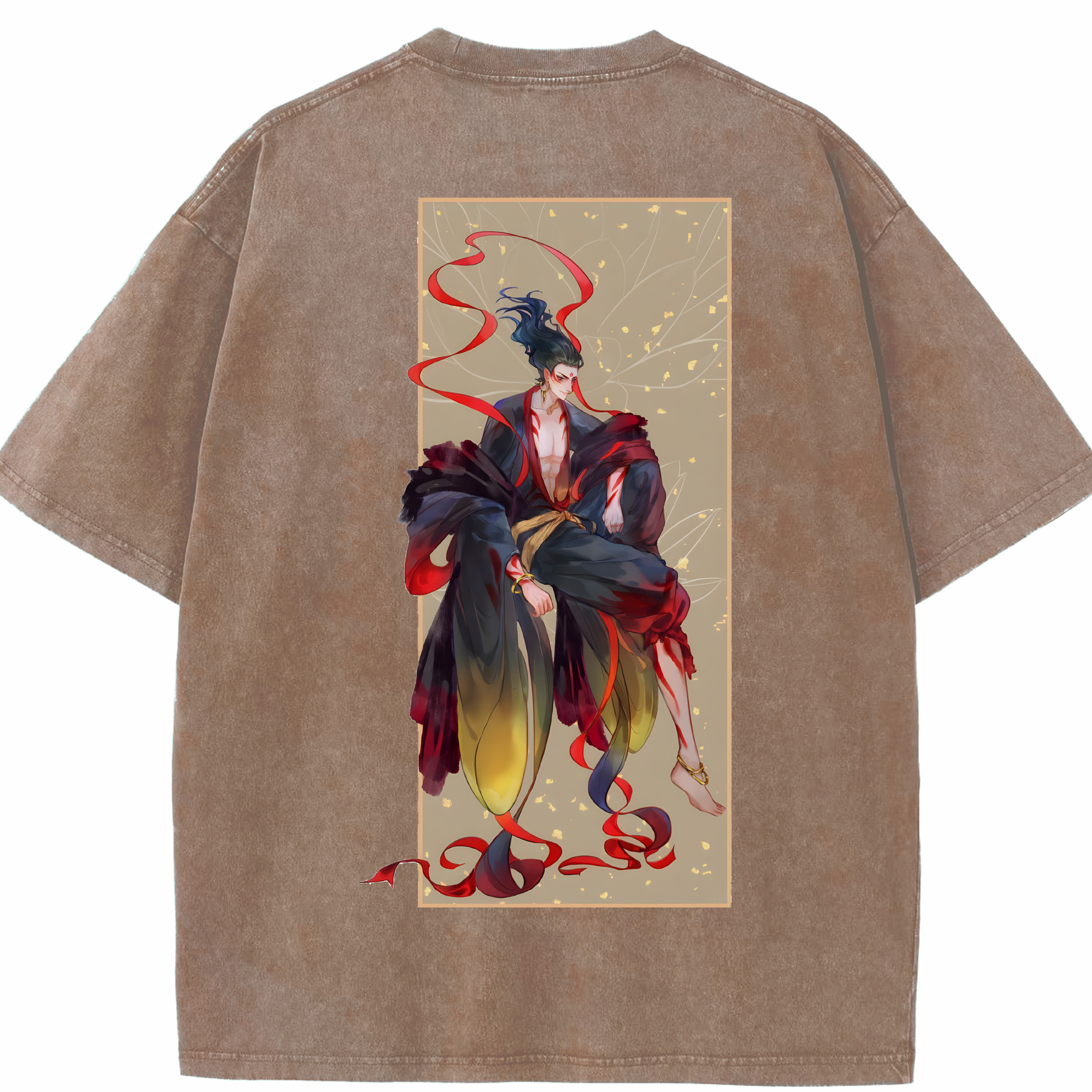 （画像用） Ne Zha 2 ナタ 魔童の大暴れ 綿100% ヴィンテージ風 半袖Tシャツ（背面プリント）