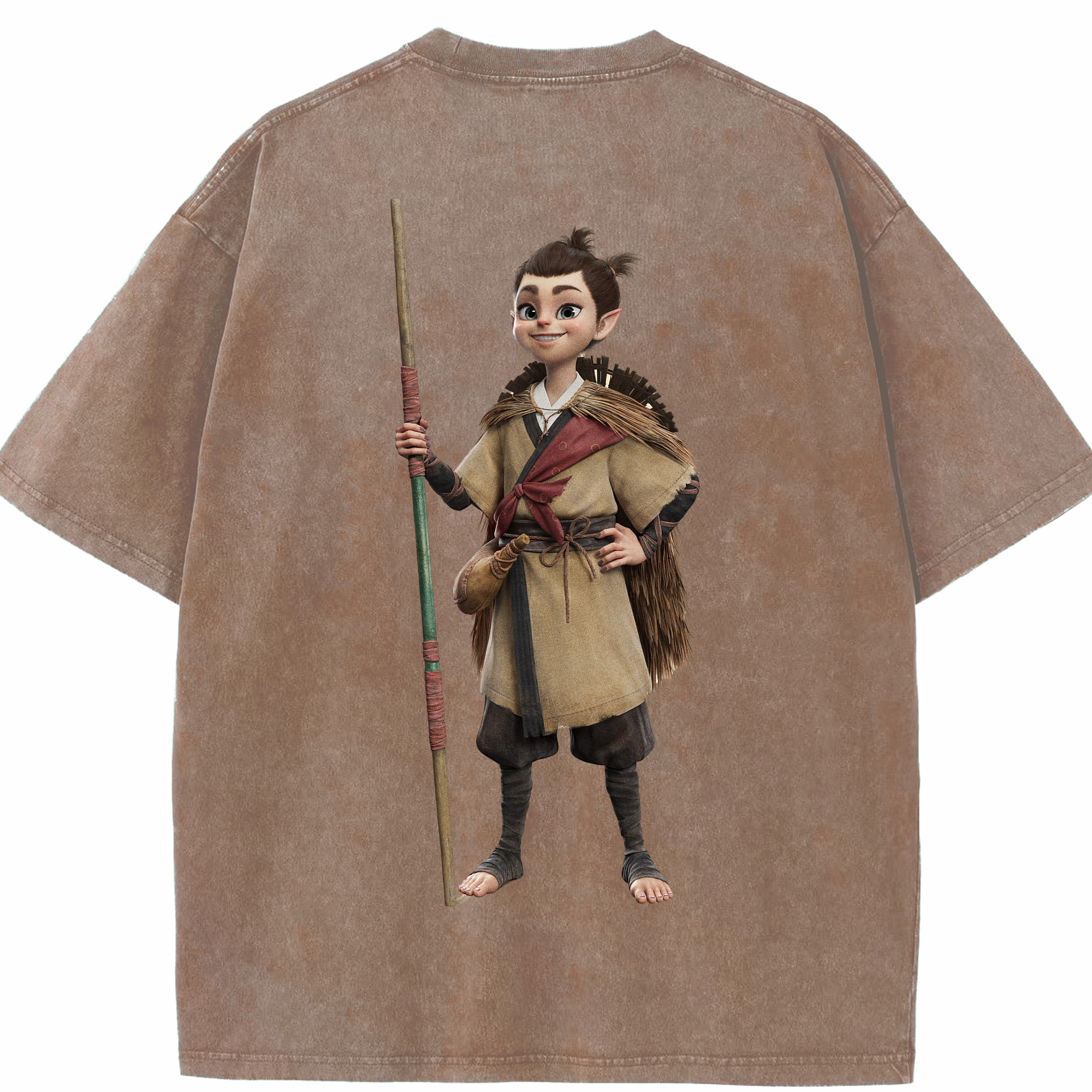 （画像用） Ne Zha 2 ナタ 魔童の大暴れ 綿100% ヴィンテージ風 半袖Tシャツ（背面プリント）