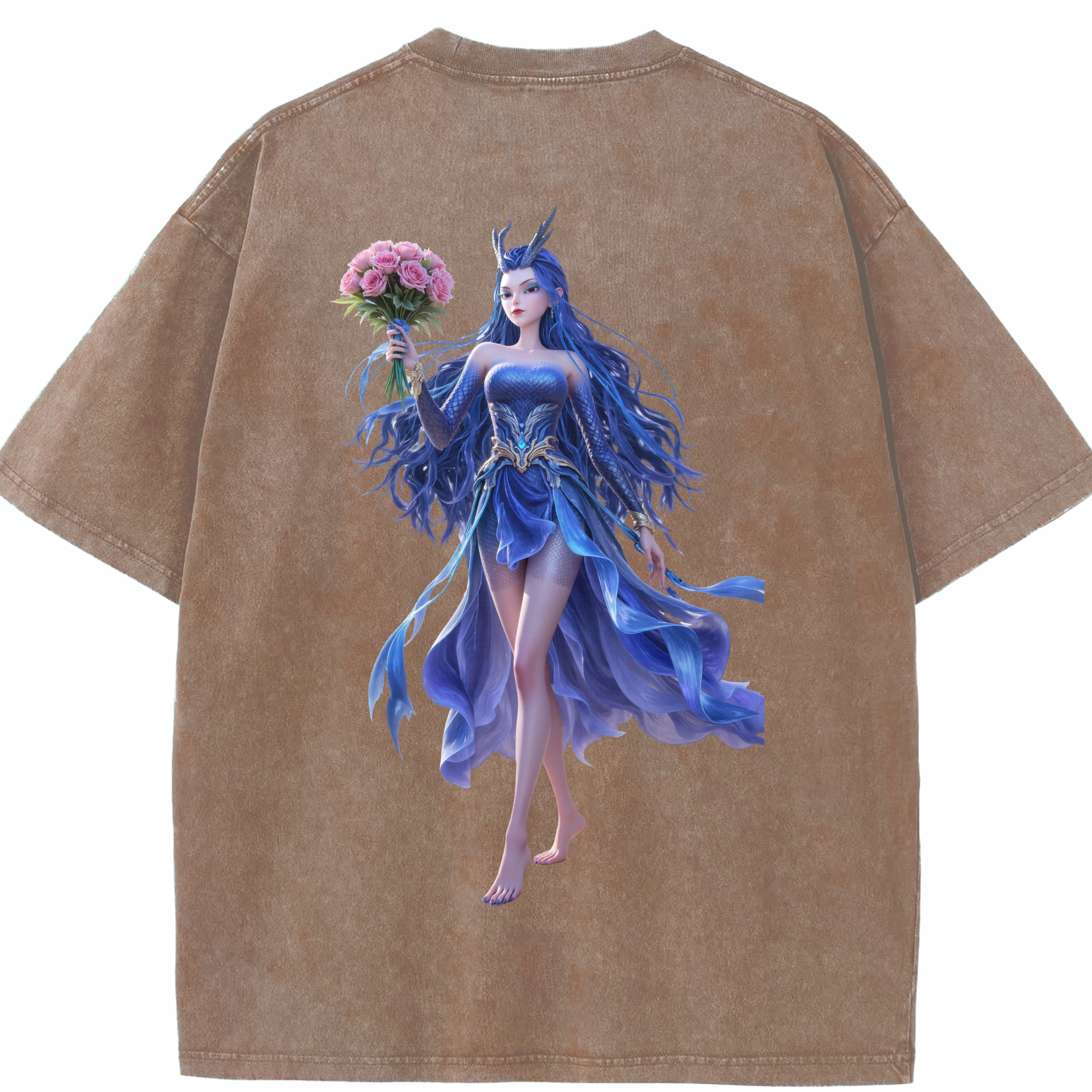 （画像用） Ne Zha 2 ナタ 魔童の大暴れ 綿100% ヴィンテージ風 半袖Tシャツ（背面プリント）