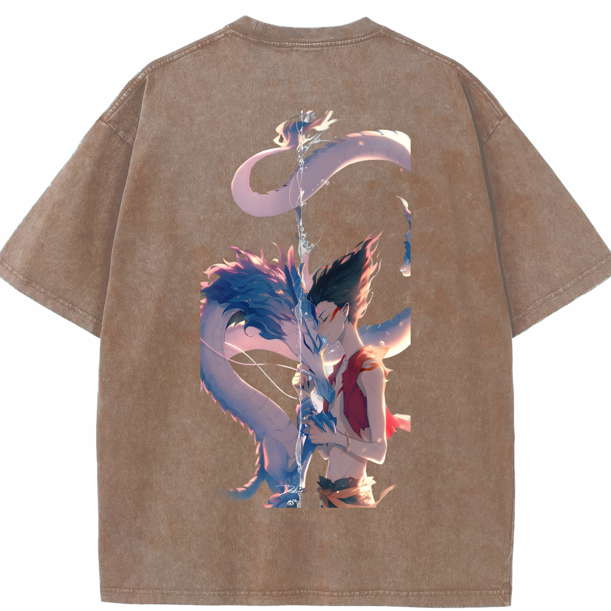 （画像用） Ne Zha 2 ナタ 魔童の大暴れ 綿100% ヴィンテージ風 半袖Tシャツ（背面プリント）
