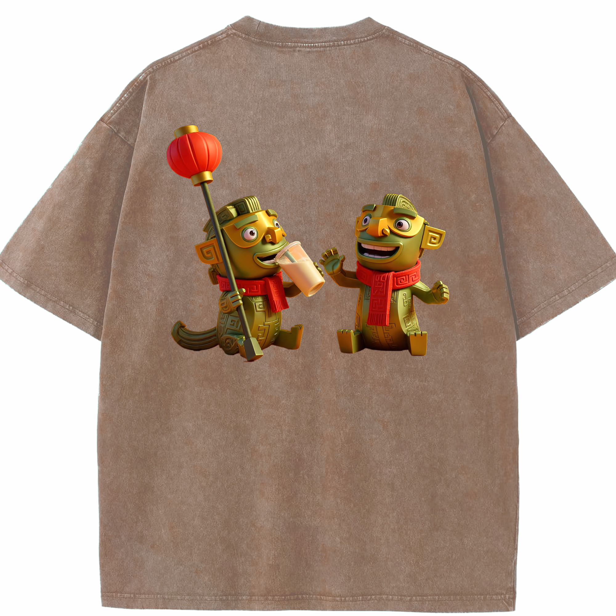 （画像用） Ne Zha 2 ナタ 魔童の大暴れ 綿100% ヴィンテージ風 半袖Tシャツ（背面プリント）