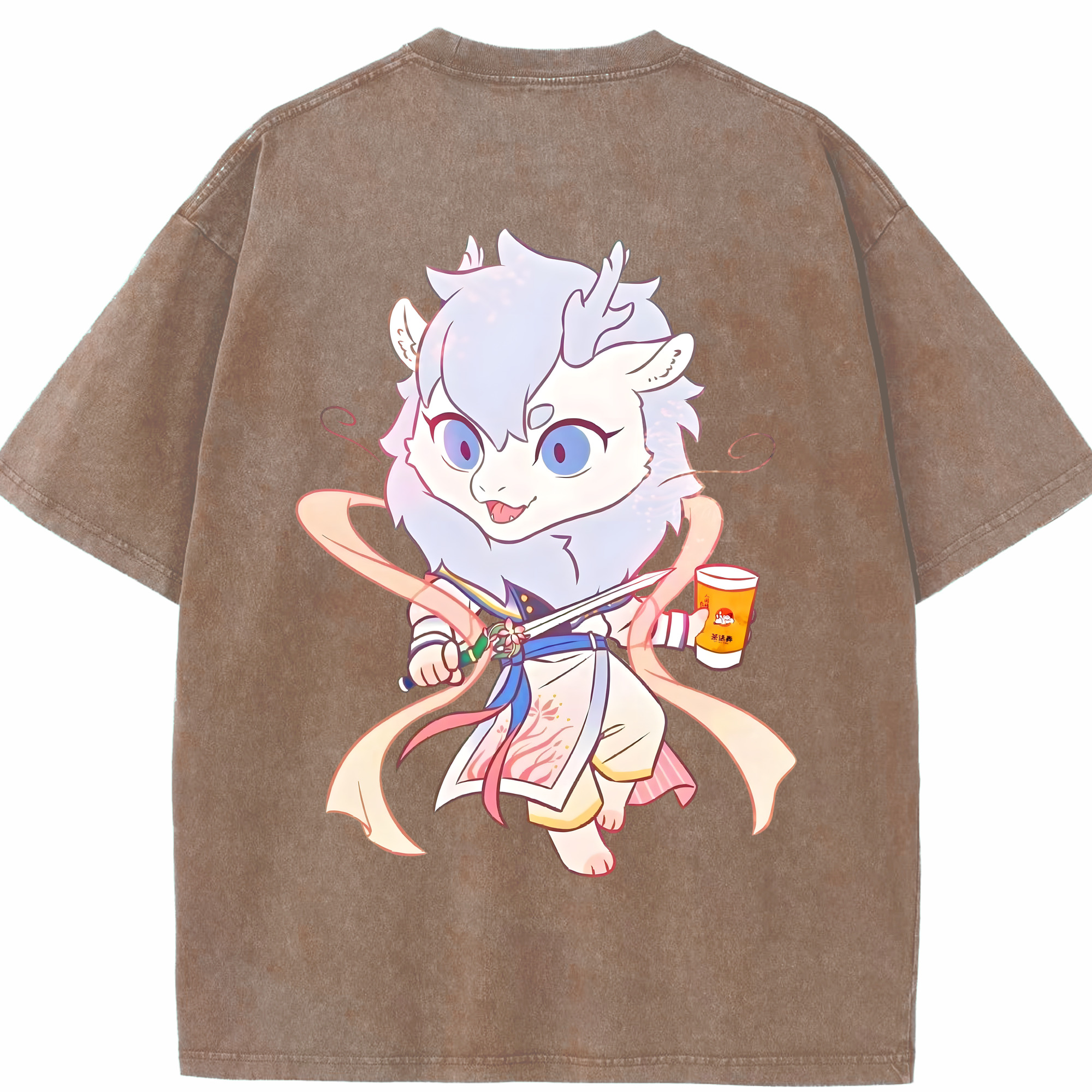 （画像用） Ne Zha 2 ナタ 魔童の大暴れ 綿100% ヴィンテージ風 半袖Tシャツ（背面プリント）